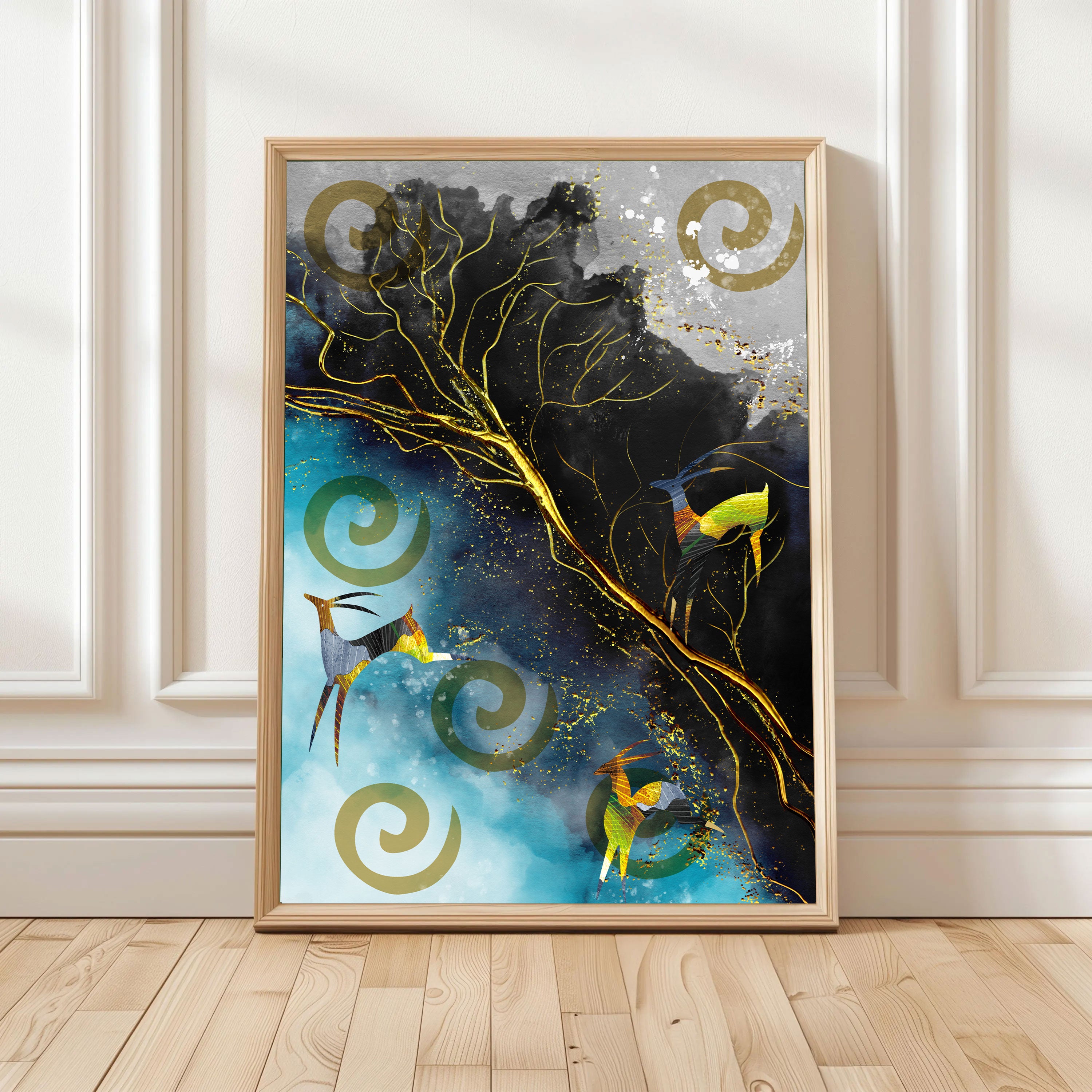 Mystic Wilderness – Abstract Nature & Deer Wall Art by Krutik.