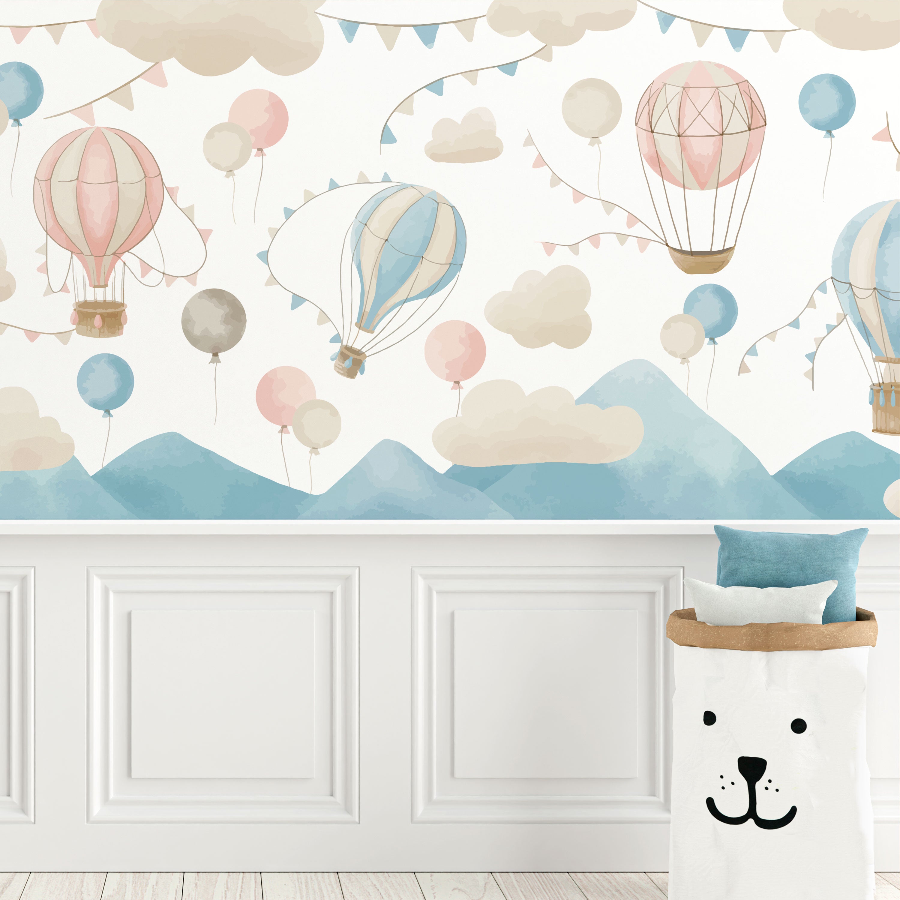Dreamy Sky Adventure – Hot Air Balloon Wallpaper for Kids.