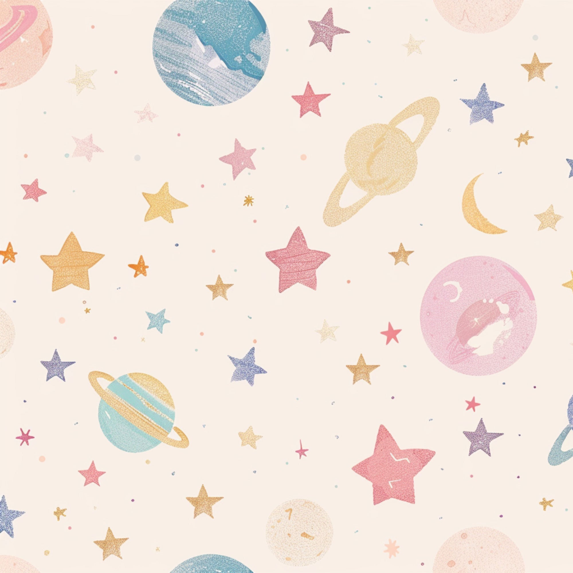 Pastel Galaxy Dreams – Space Theme Wallpaper for Kids