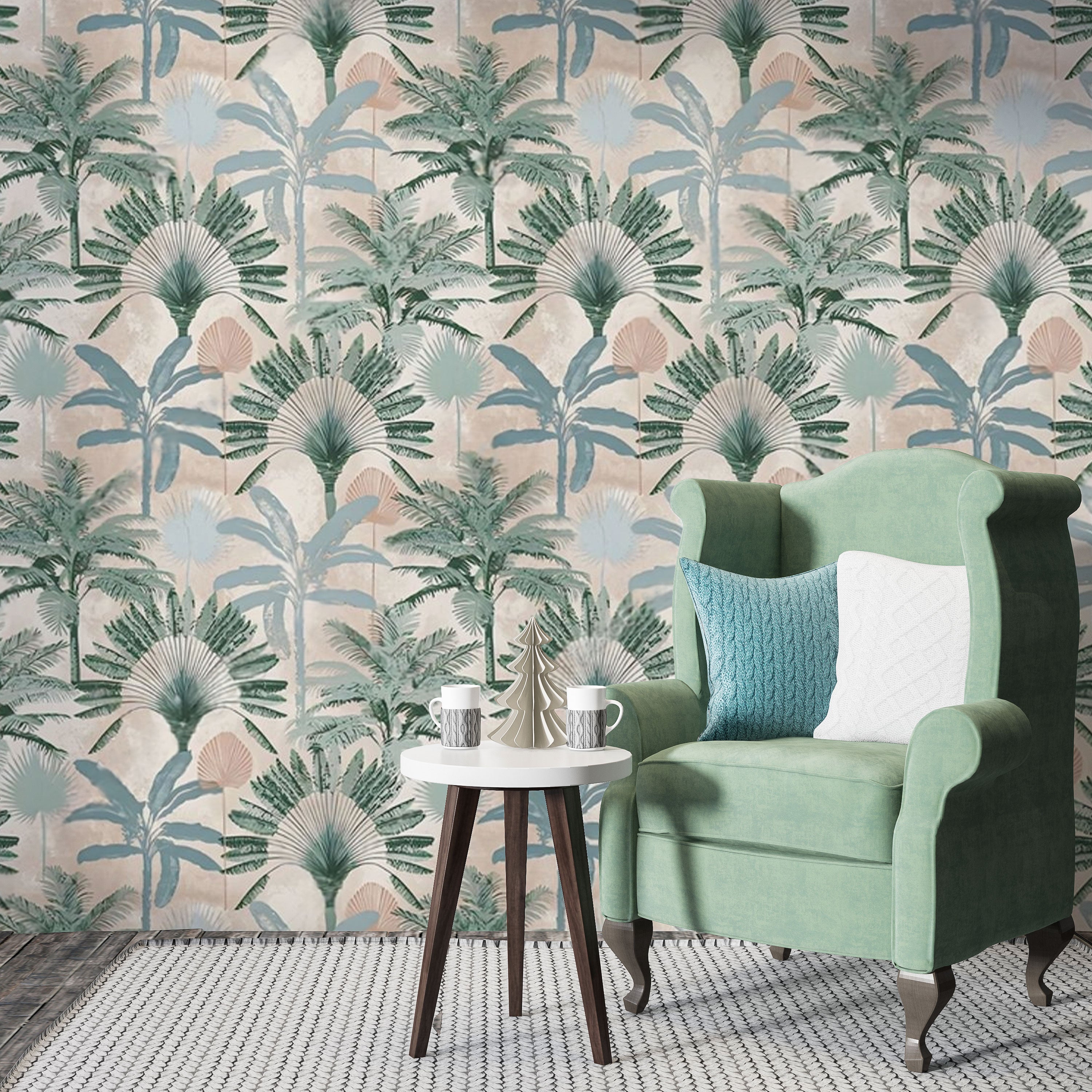 Tropical Mirage – Palm Grove Wallpaper by Krutik.