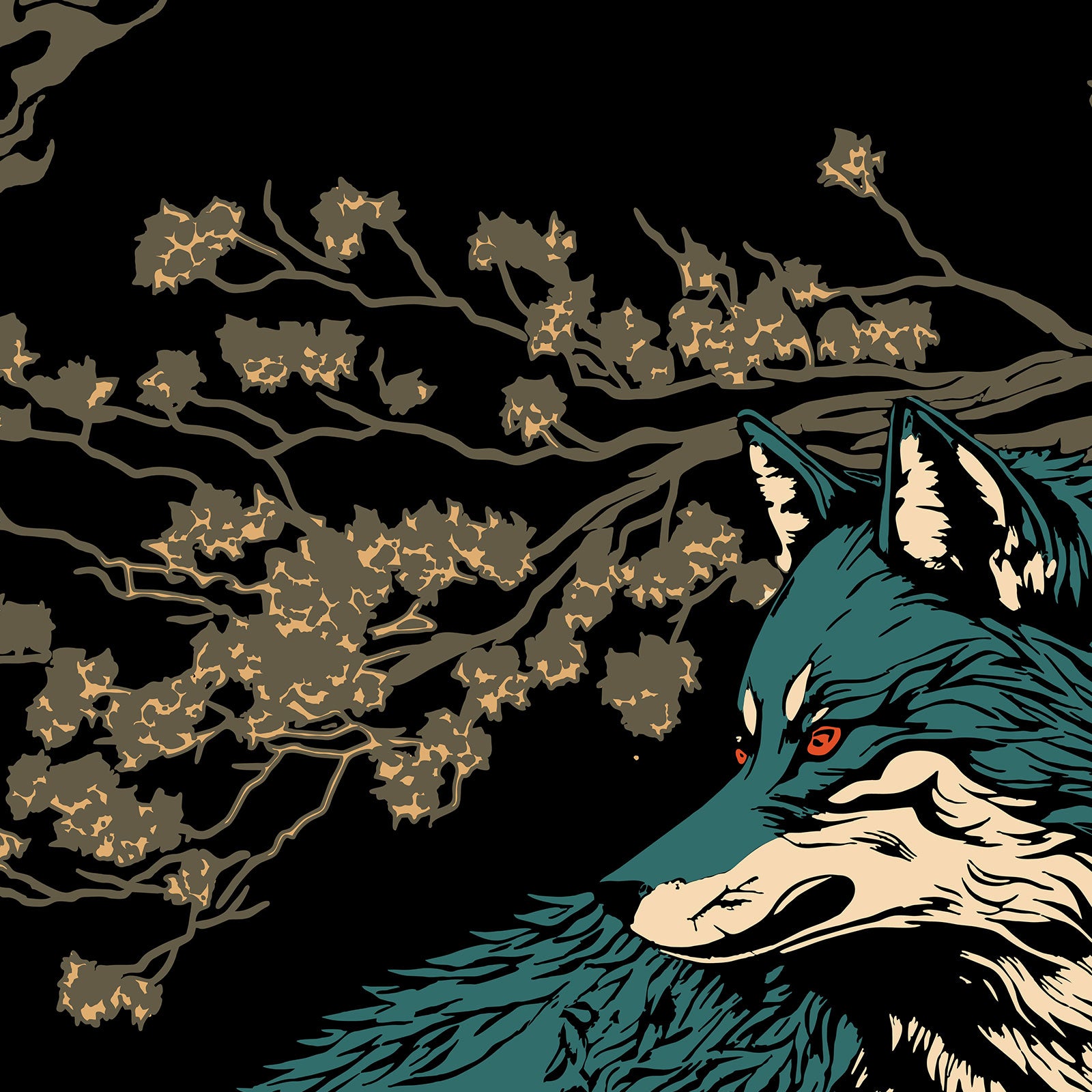 Yōkai Spirit Wolf – Japanese Mythical Forest Guardian Wall Art.
