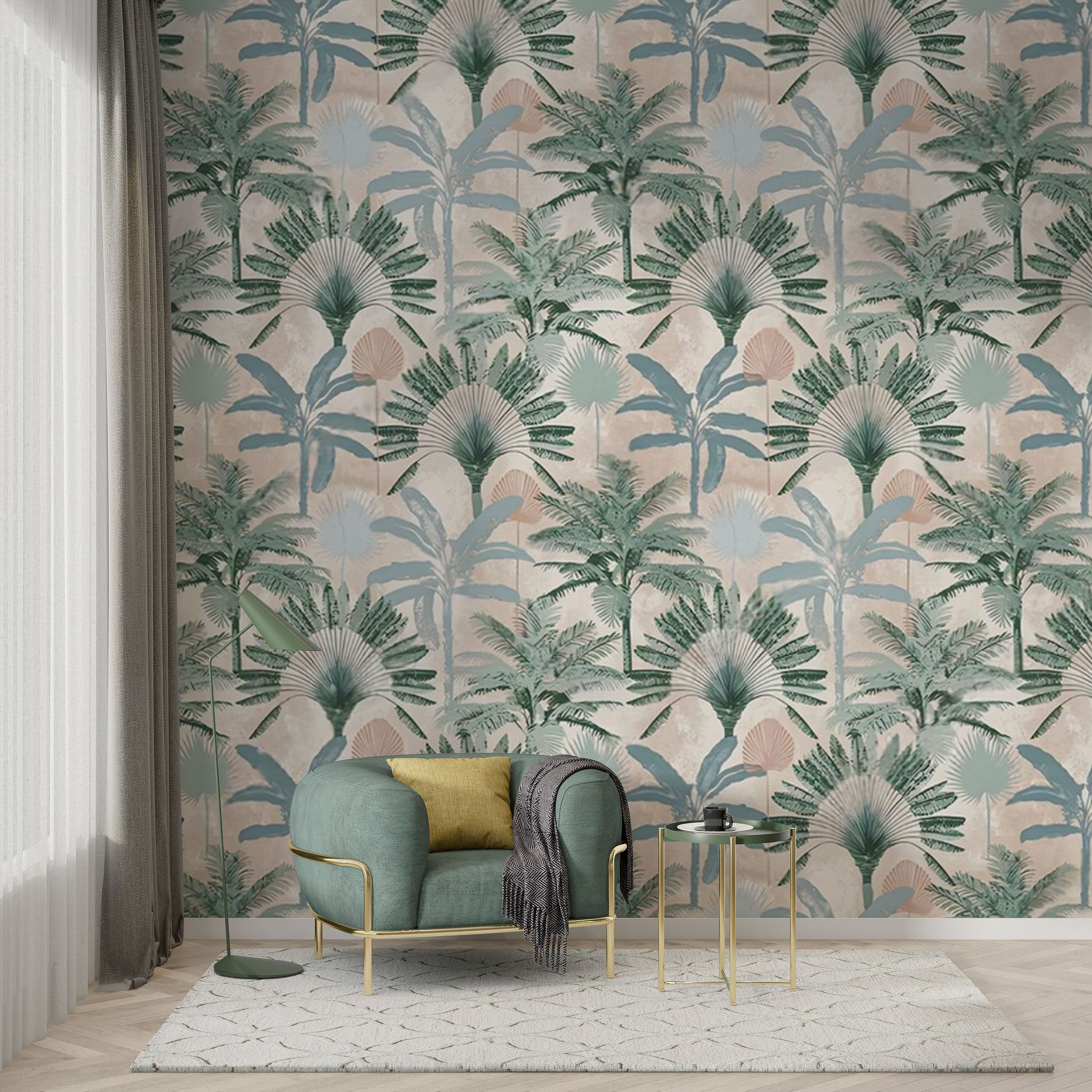 Tropical Mirage – Palm Grove Wallpaper by Krutik.