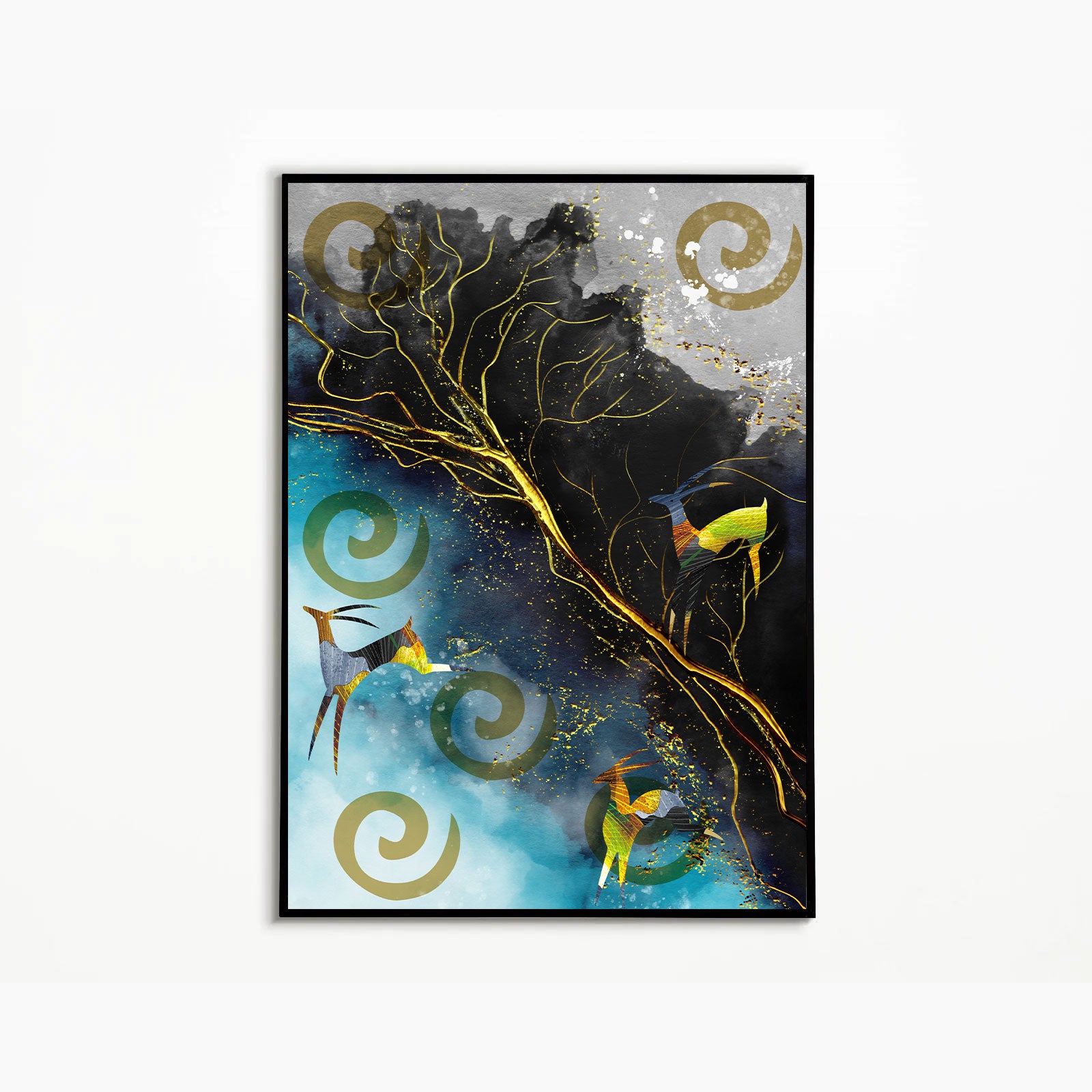 Mystic Wilderness – Abstract Nature & Deer Wall Art by Krutik.