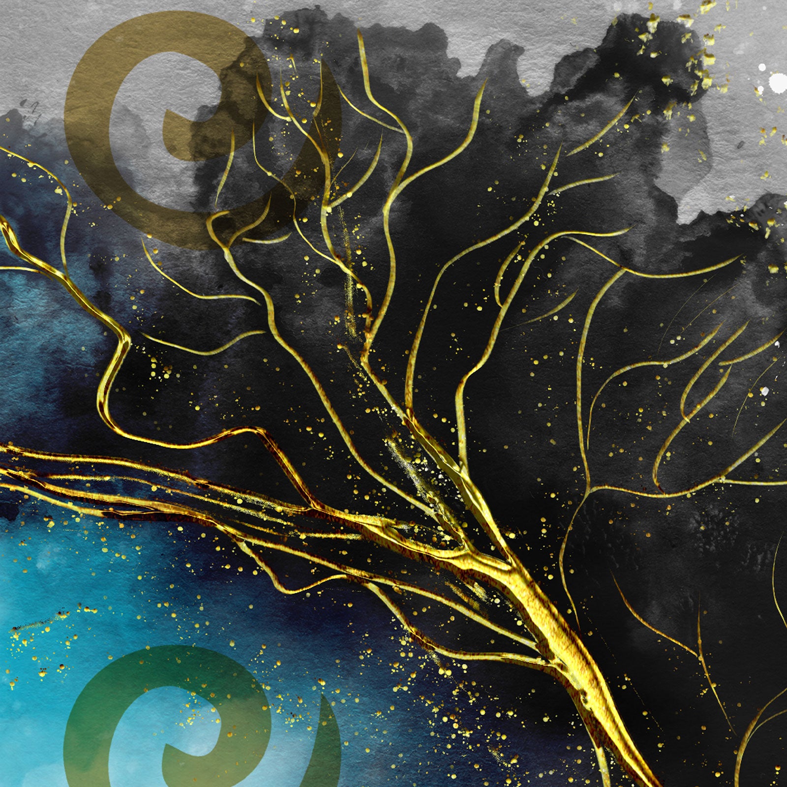 Mystic Wilderness – Abstract Nature & Deer Wall Art by Krutik.