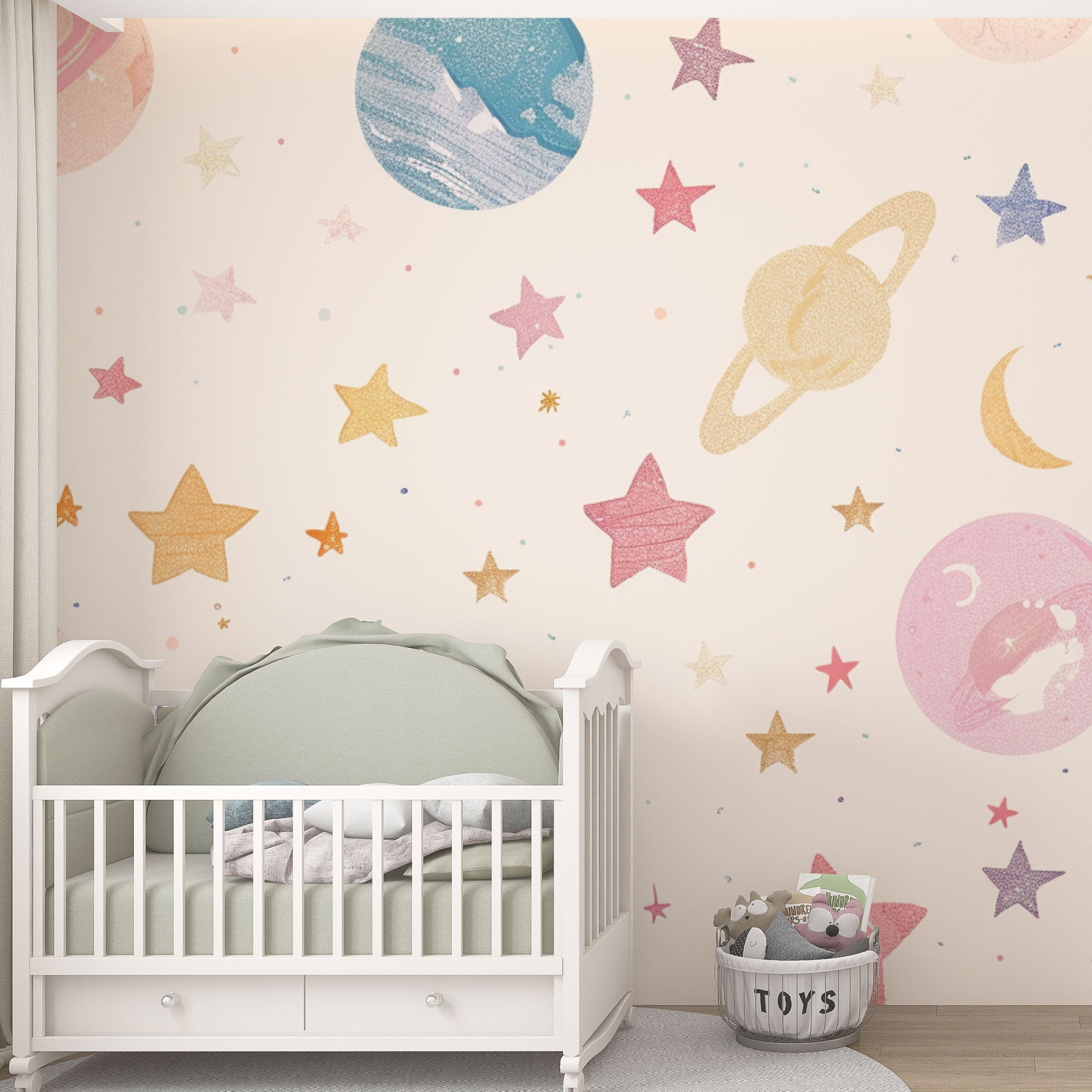 Pastel Galaxy Dreams – Space Theme Wallpaper for Kids