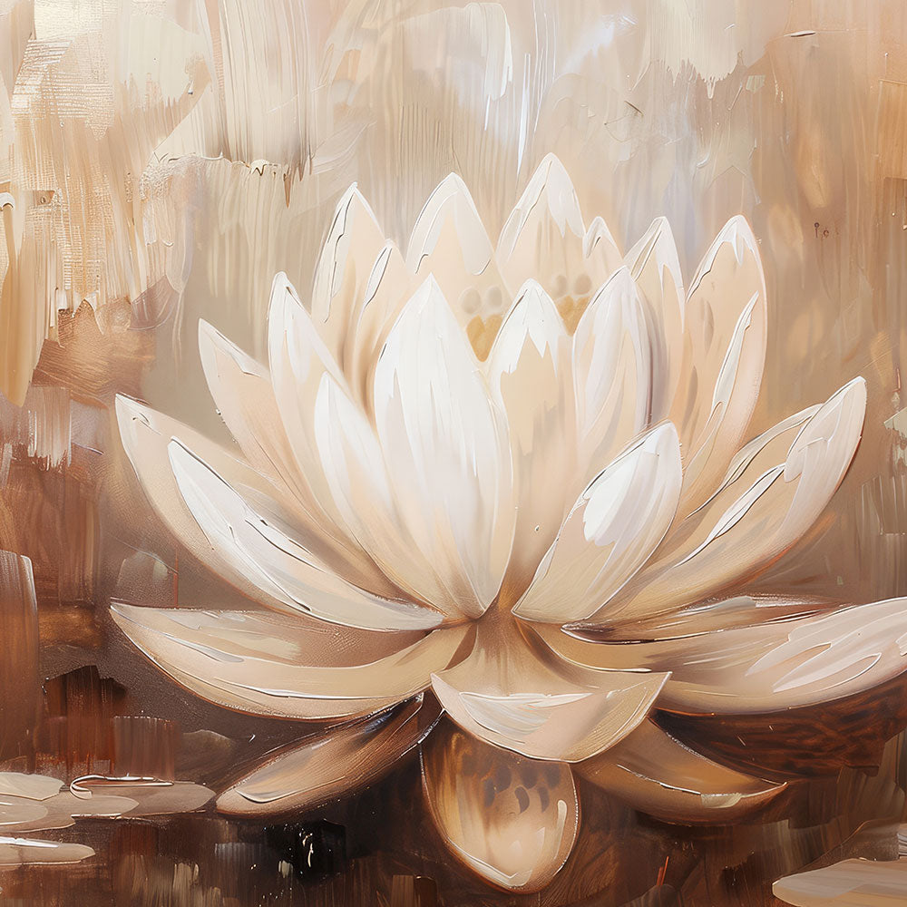 Abstract Blooming Lotus Flower Acrylic Painting by Krutik – Modern Minimalist Wall Art