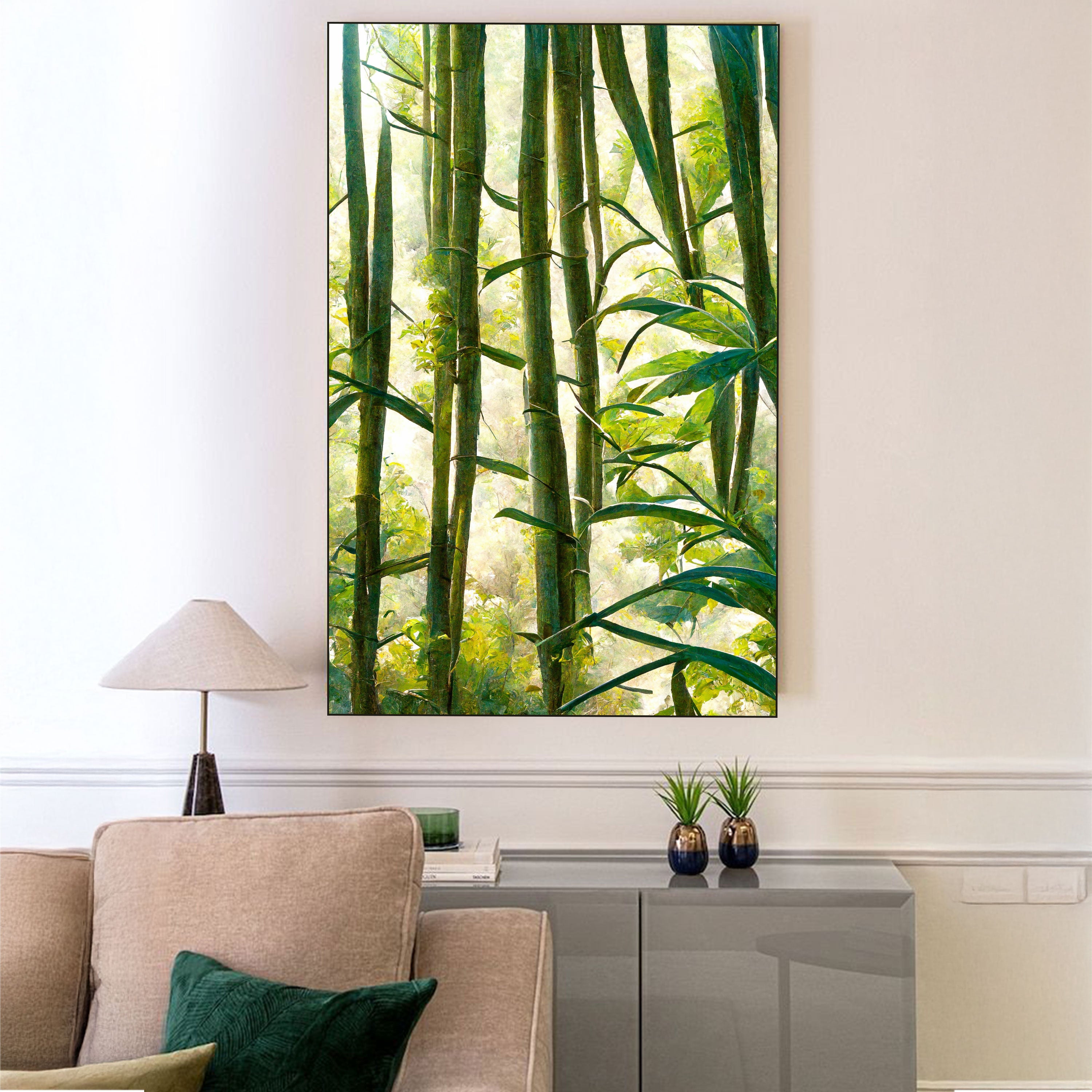 Bamboo Forest Canvas Painting – Tranquil Nature Wall Painting for Home