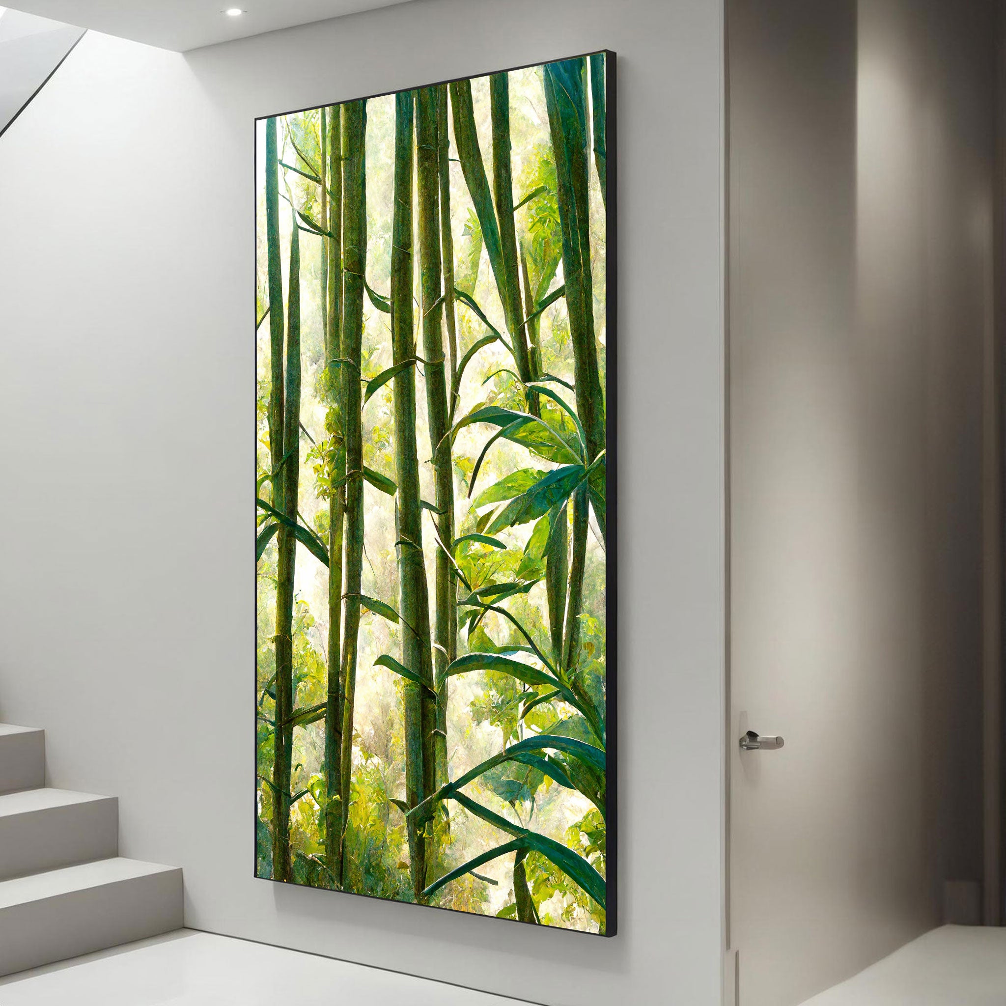 Bamboo Forest Canvas Painting – Tranquil Nature Wall Painting for Home