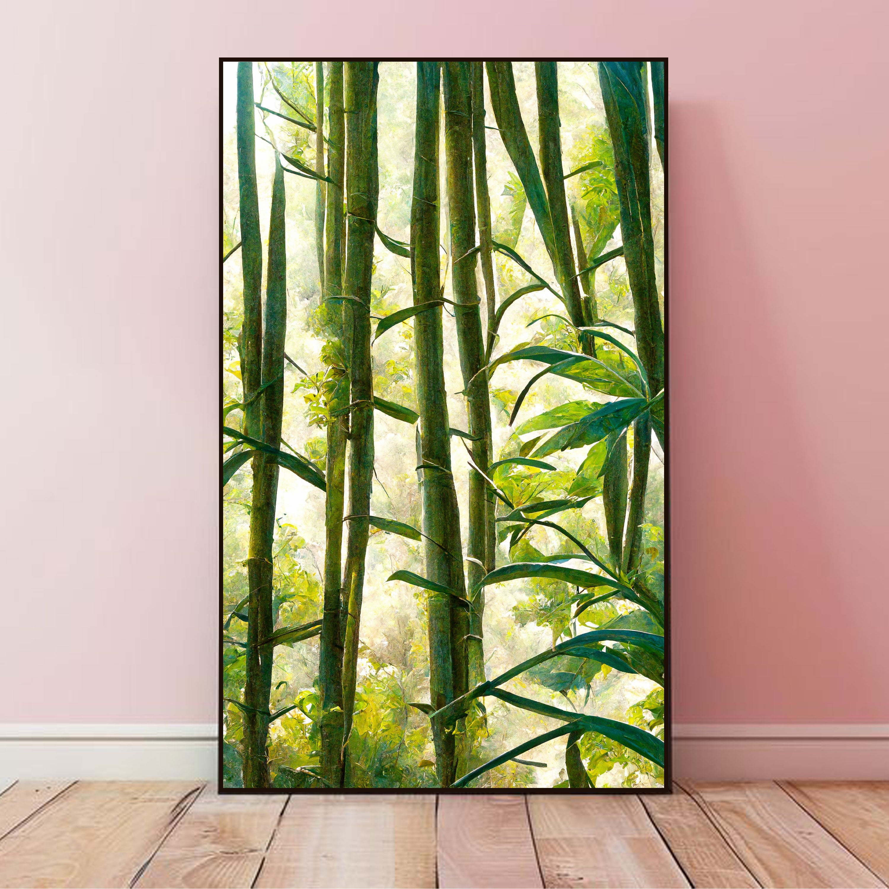 Bamboo Forest Canvas Painting – Tranquil Nature Wall Painting for Home