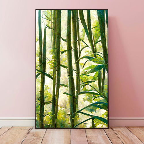 Bamboo Forest Canvas Painting – Tranquil Nature Wall Painting for Home.