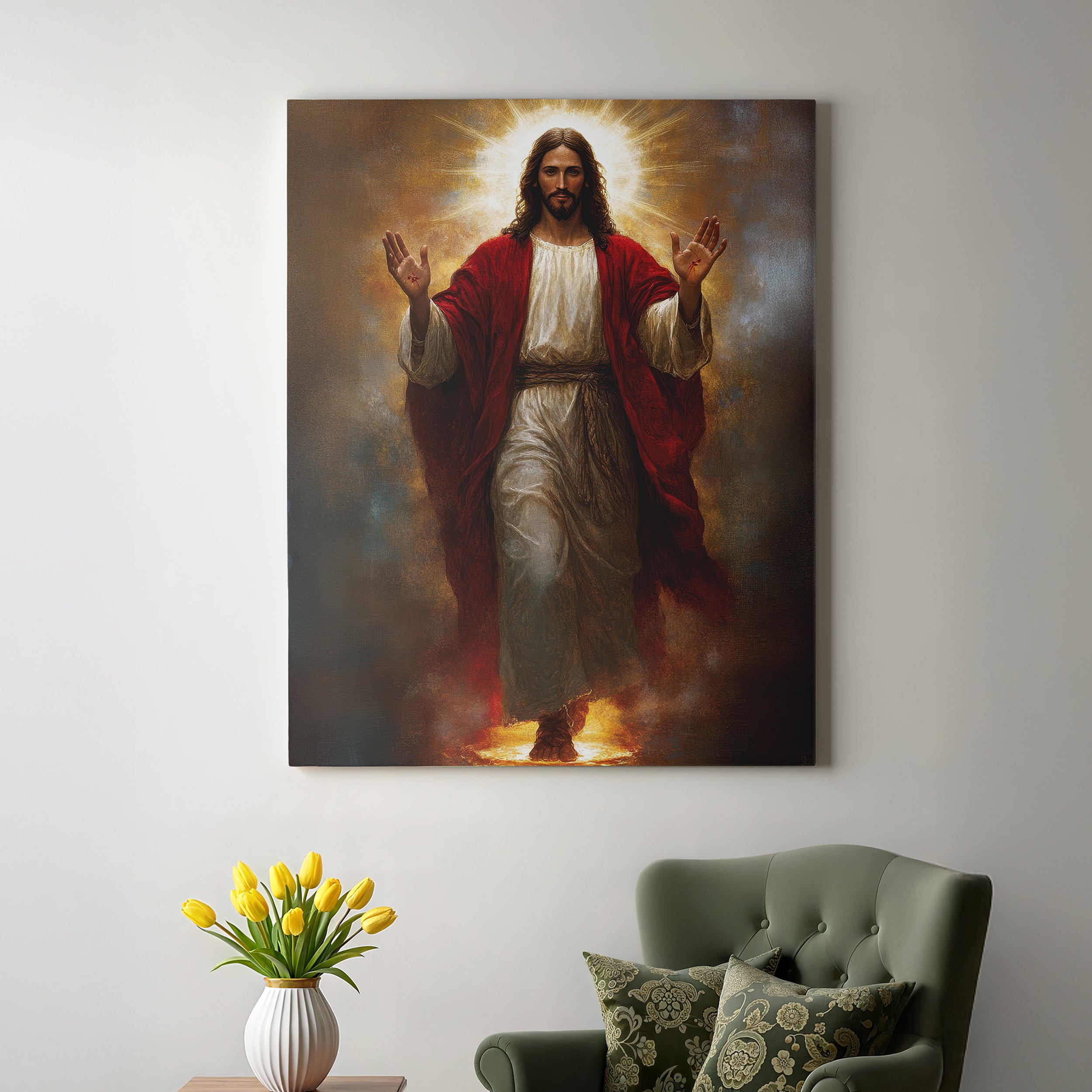 Jesus Christ Blessing Wall Painting - Christian Home Decor & Church wall art