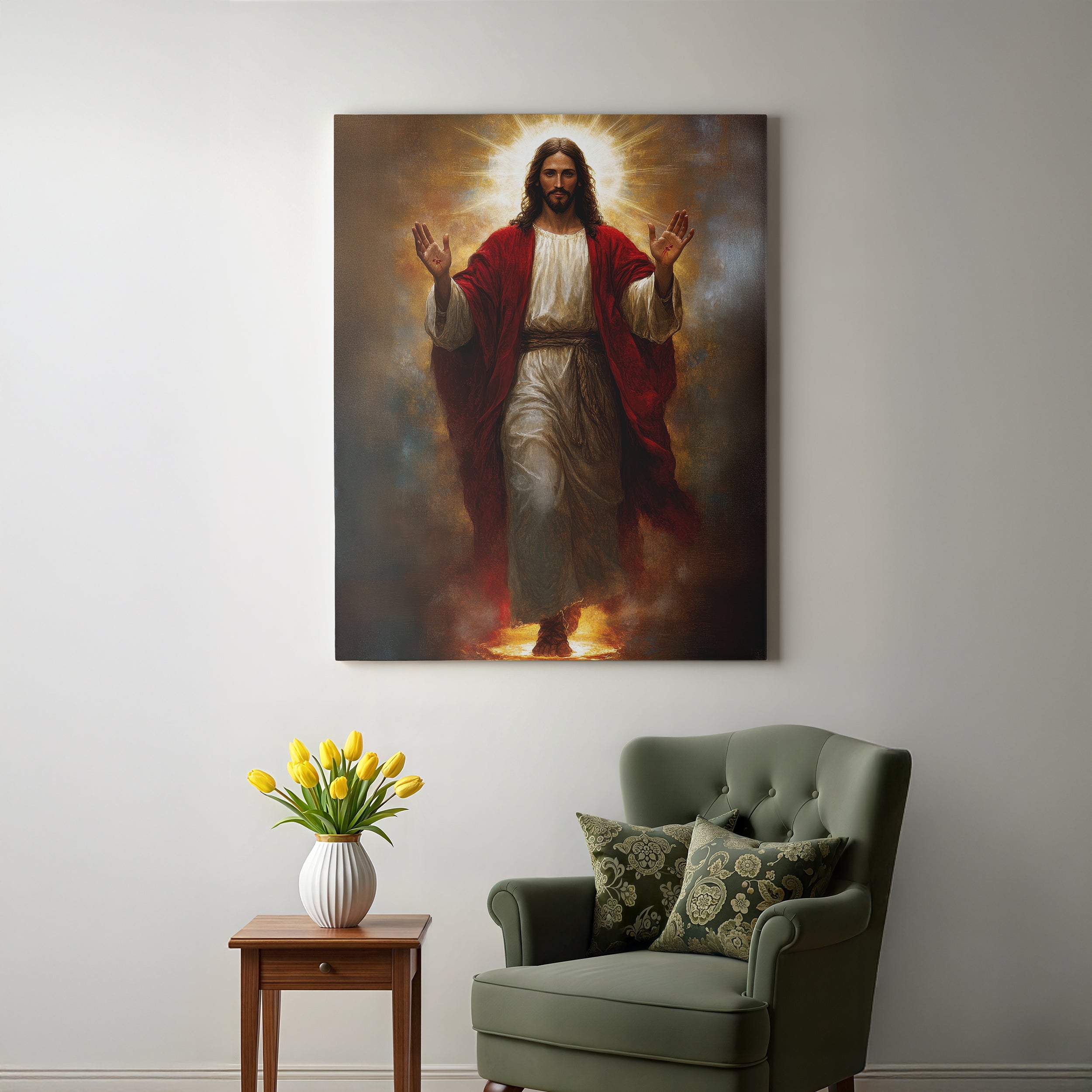 Jesus Christ Blessing Wall Painting - Christian Home Decor & Church wall art
