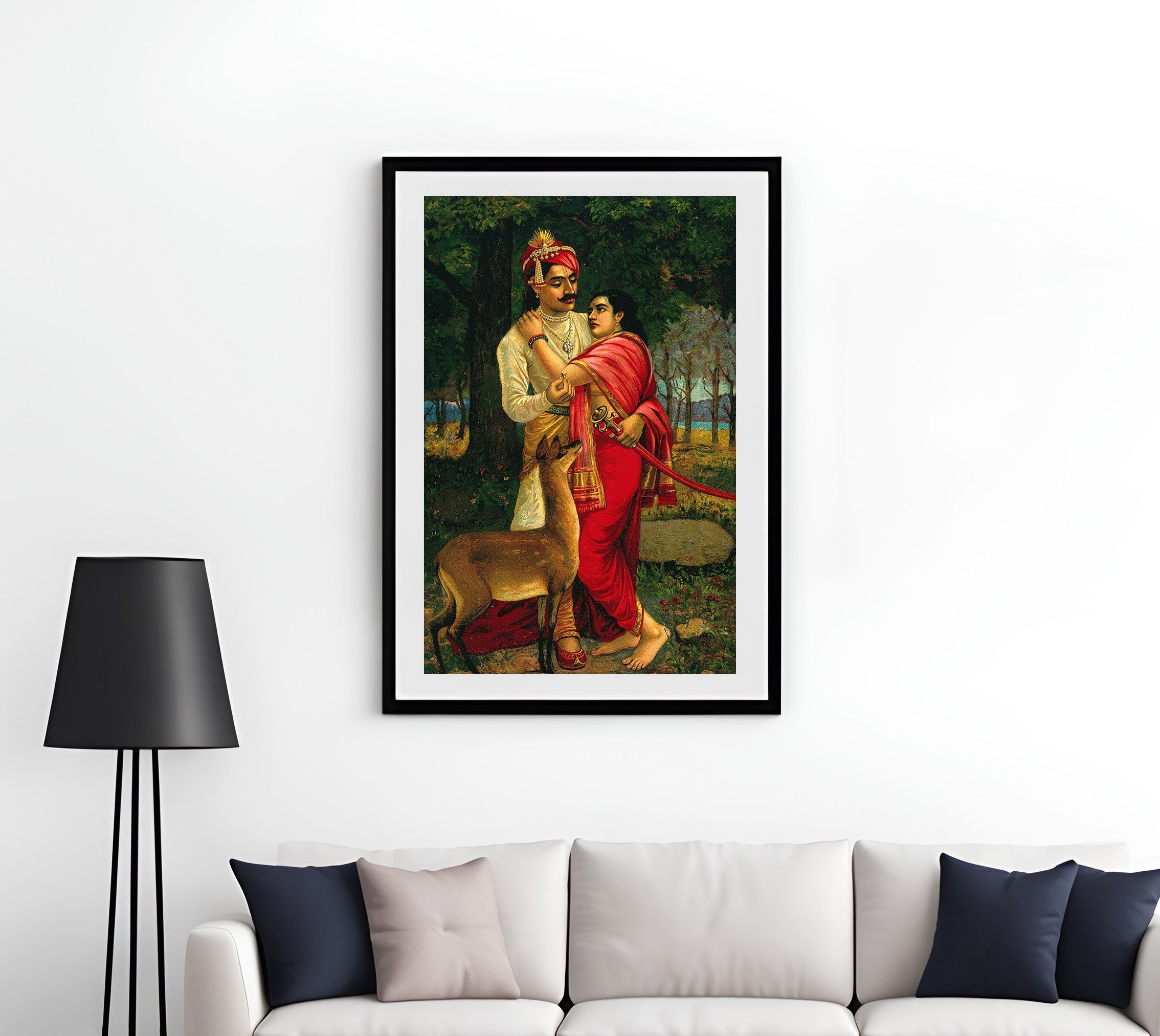Raja Ravi Varma | Dushyanta and Shakuntala Wall Painting | Indian Classical Wall Art | Krutik