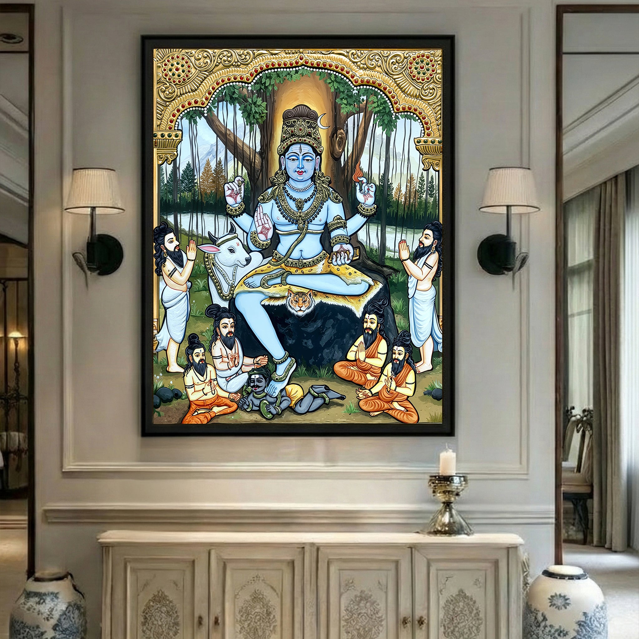 Dakshinamurti Shiva Painting – Traditional Art of Shiva as the Divine Teacher