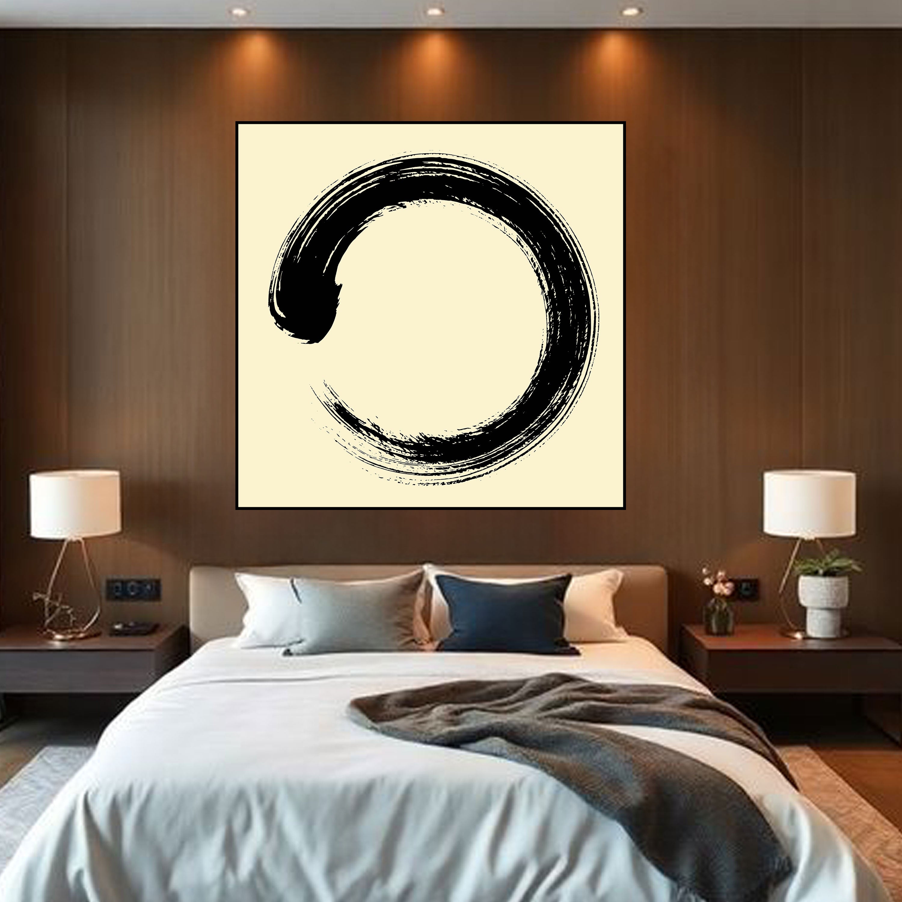 Enso Zen Circle Canvas Painting – Minimalist Spiritual Wall Art.