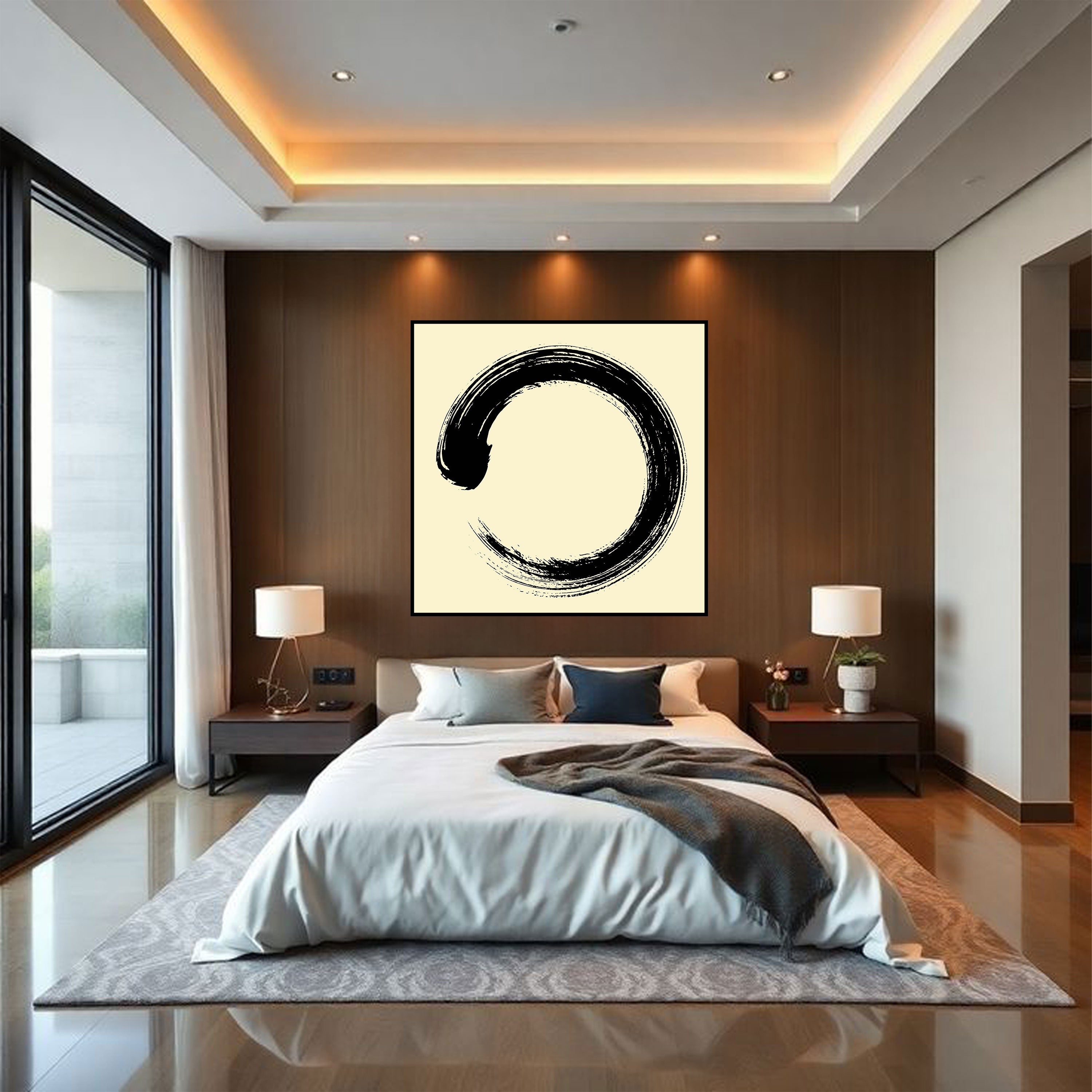 Enso Zen Circle Canvas Painting – Minimalist Spiritual Wall Art.