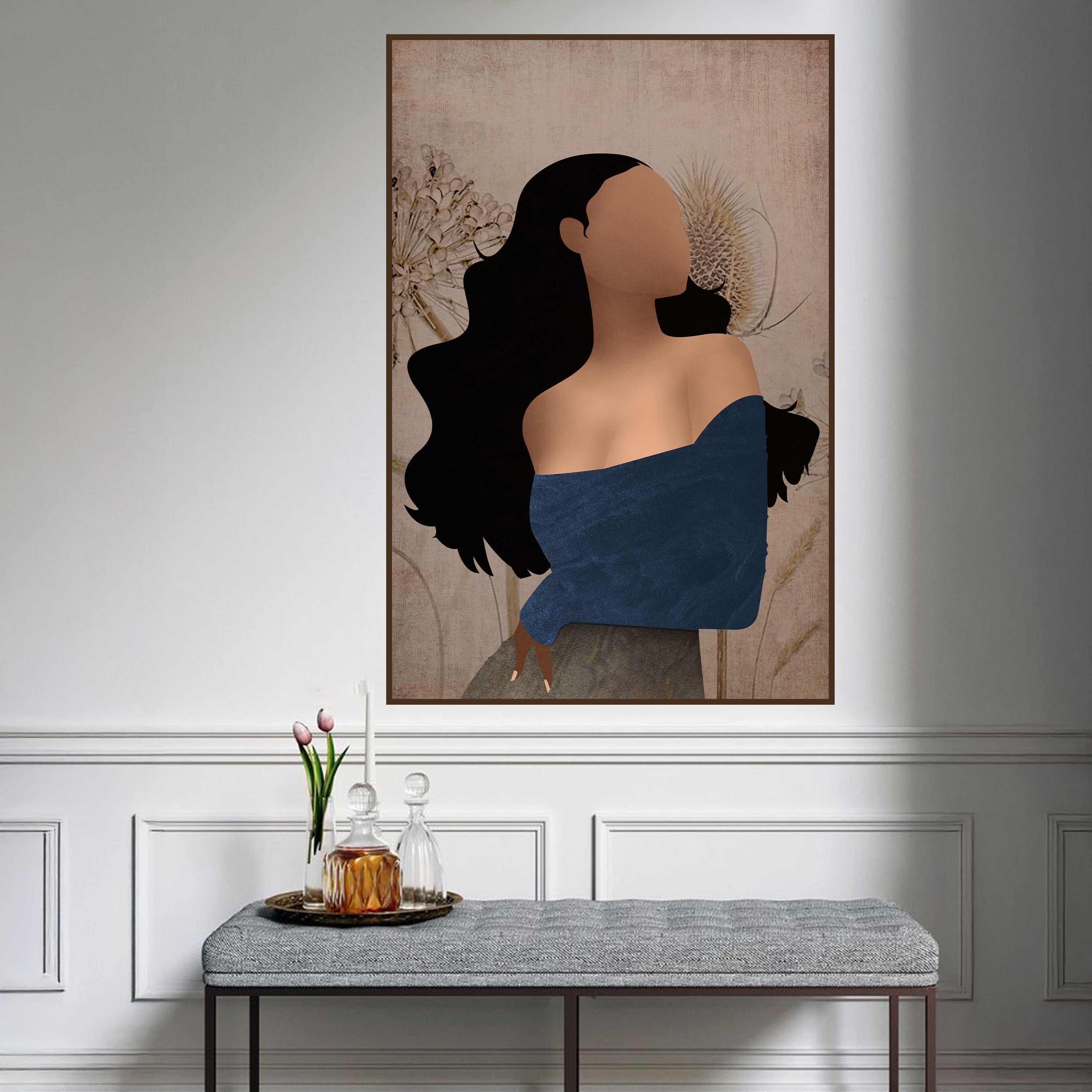 Modern Woman Canvas Painting – Minimalist Feminine Wall Art for Home.