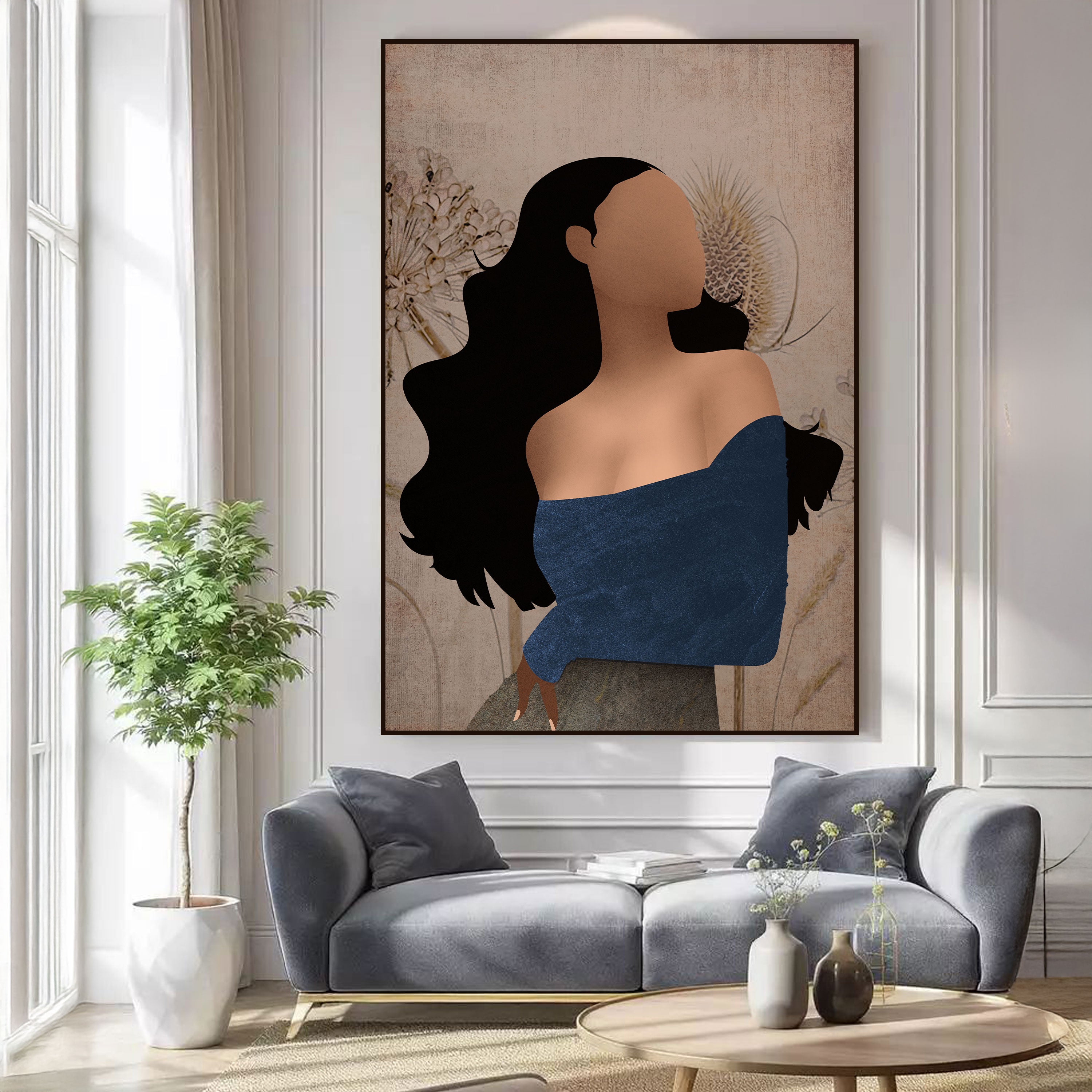 Modern Woman Canvas Painting – Minimalist Feminine Wall Art for Home.