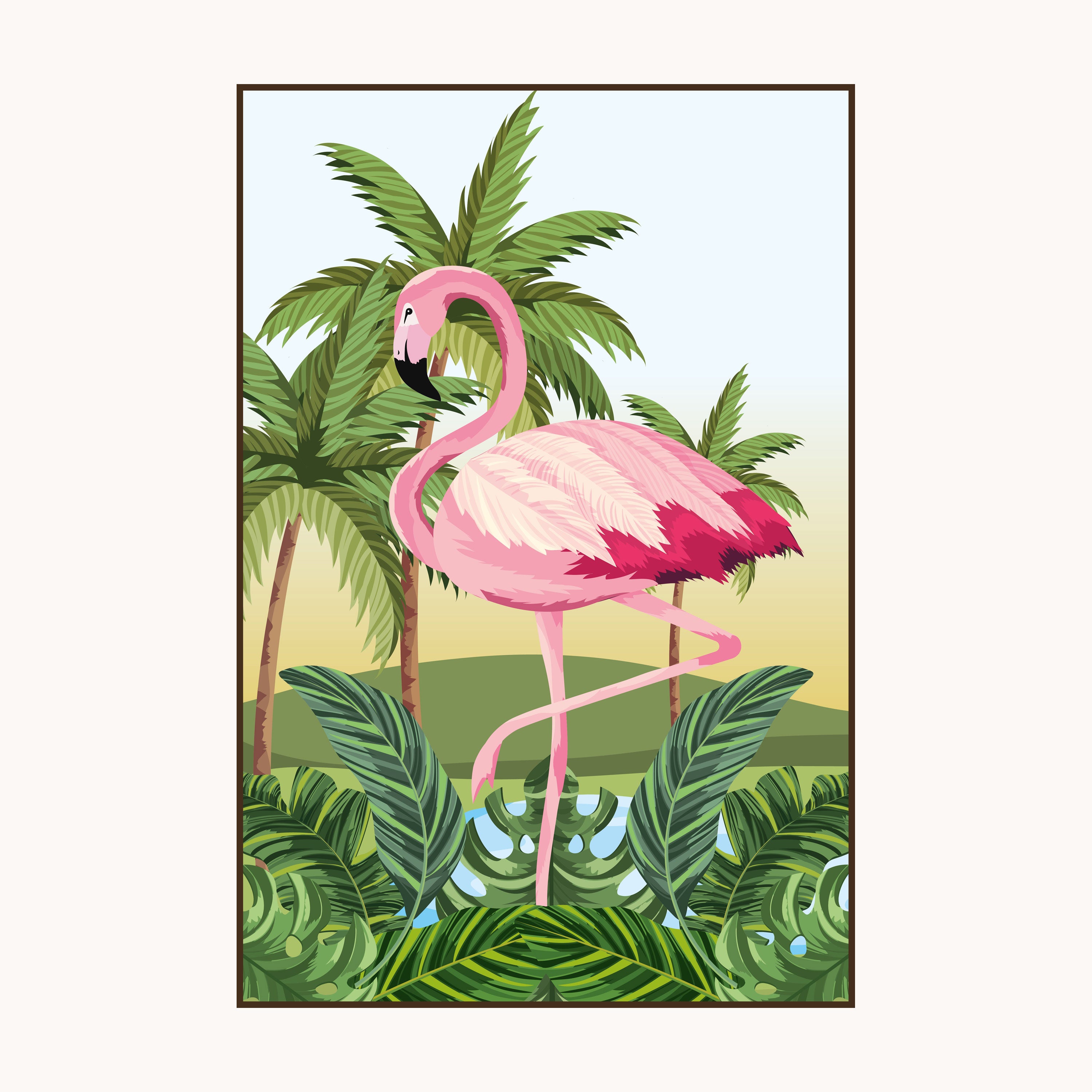 Flamingo Canvas Painting – Tropical Nature Wall Painting for Living Room.