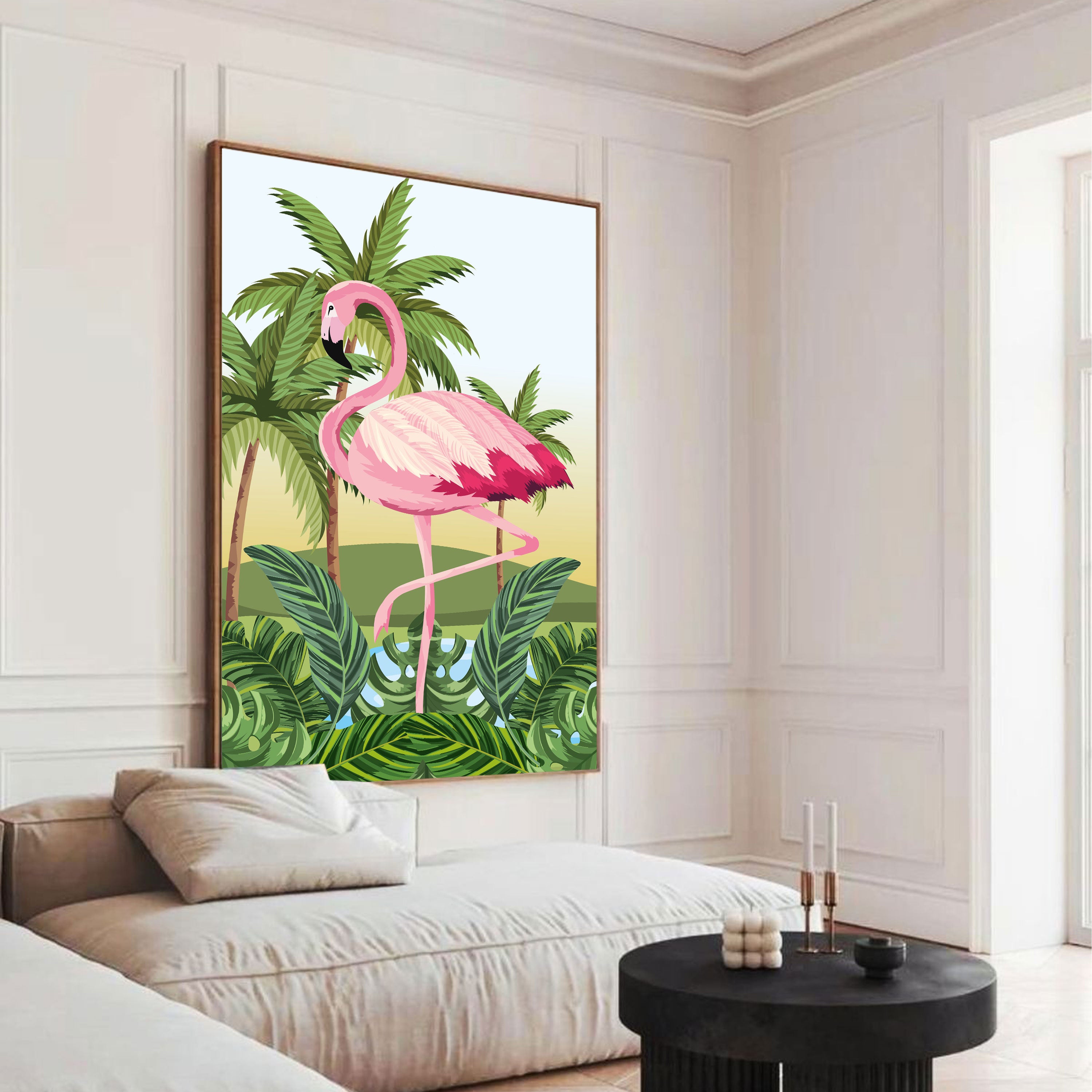 Flamingo Canvas Painting – Tropical Nature Wall Painting for Living Room.