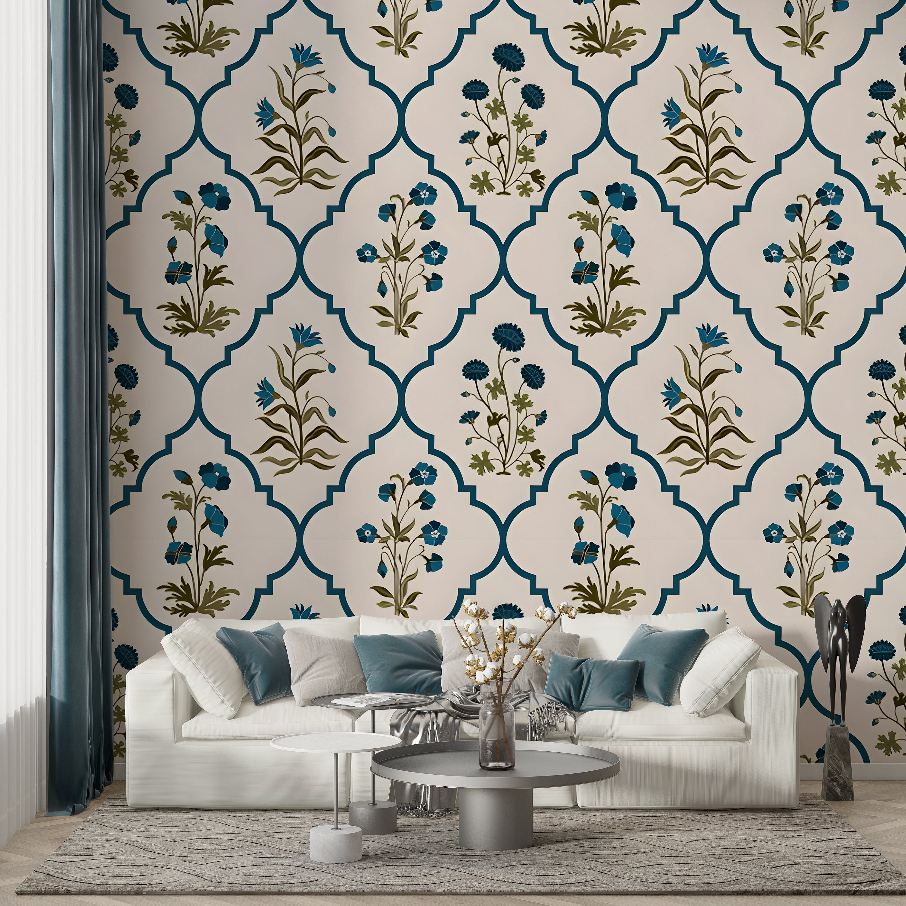 Floral Arch Pattern Wallpaper | Elegant Botanical Wall Design – Krutik
