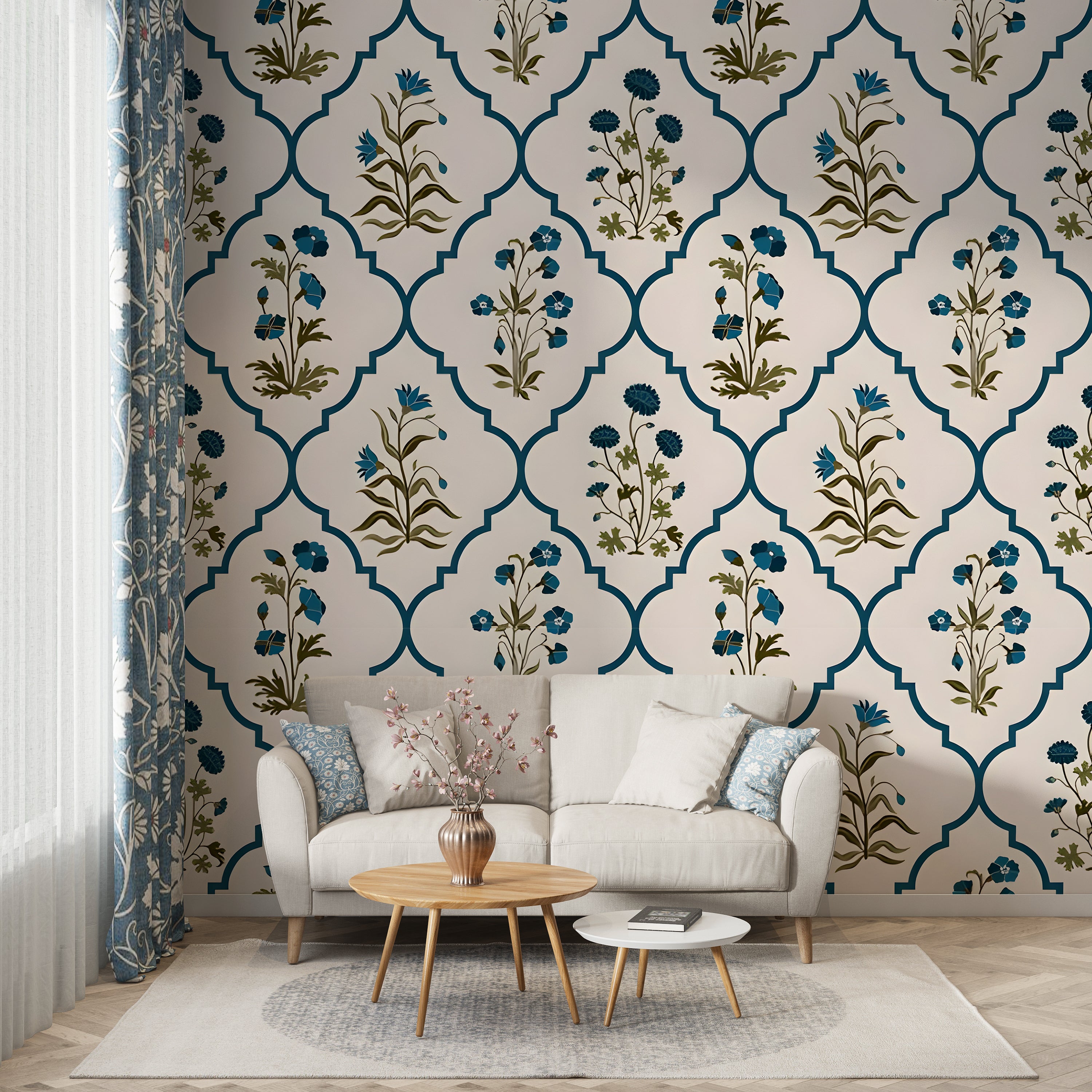 Floral Arch Pattern Wallpaper | Elegant Botanical Wall Design – Krutik
