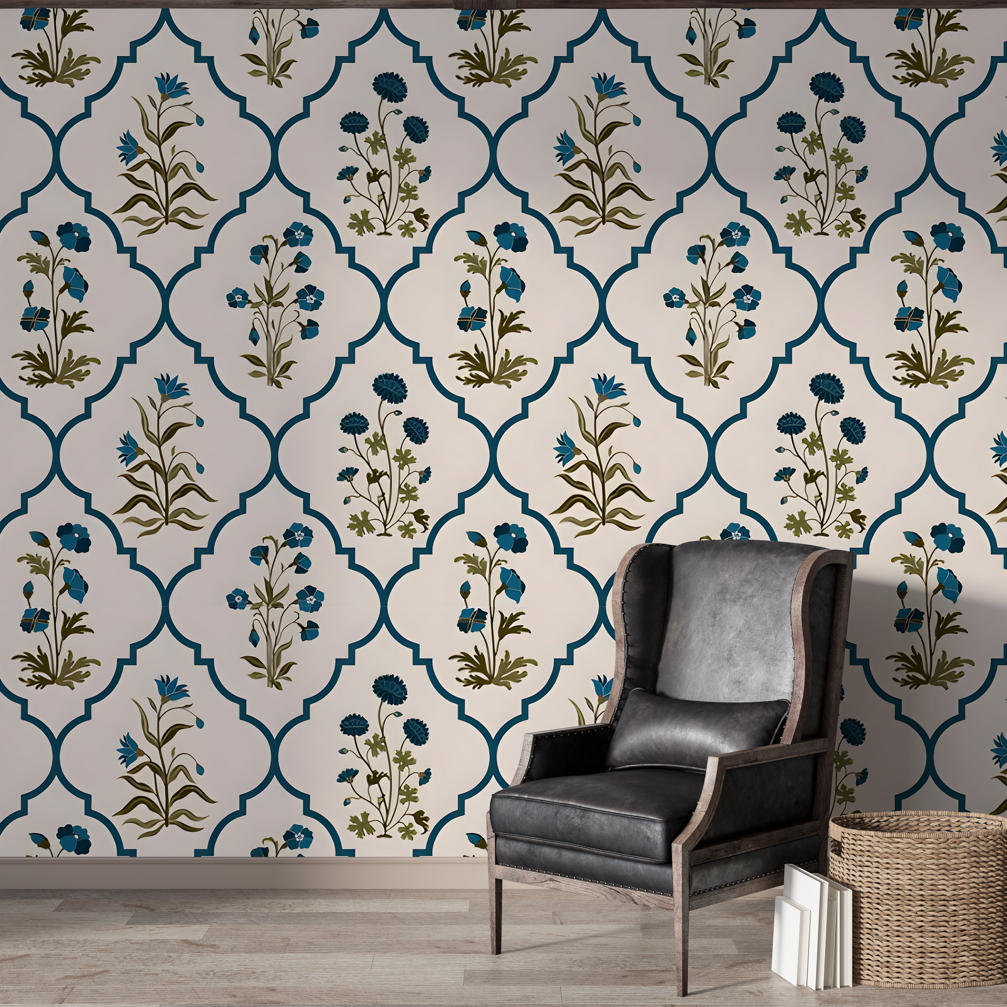 Floral Arch Pattern Wallpaper | Elegant Botanical Wall Design – Krutik