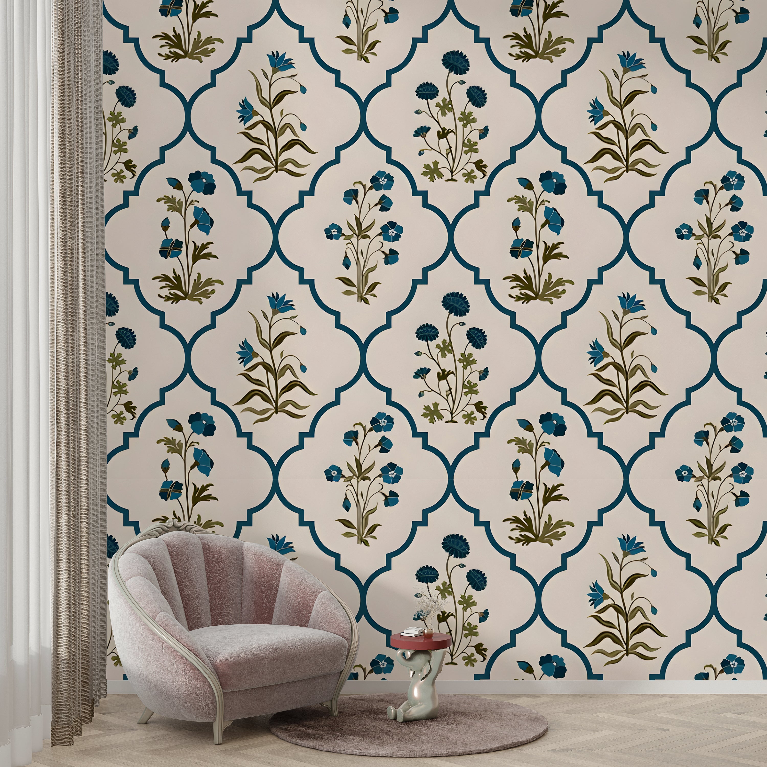 Floral Arch Pattern Wallpaper | Elegant Botanical Wall Design – Krutik
