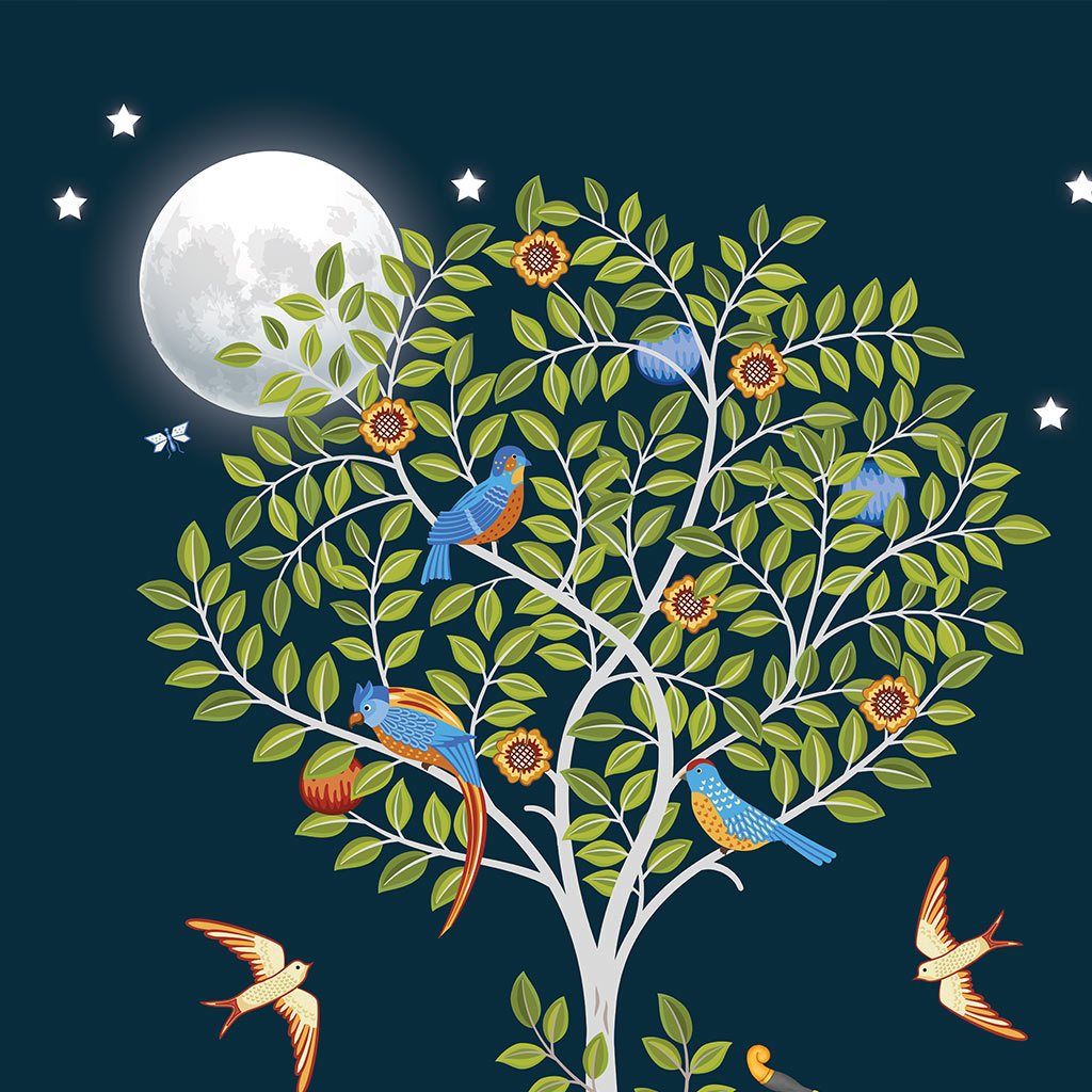 Original Handmade Kamadhenu Painting – Divine Tree of Life Sacred Art (3x4 Ft)