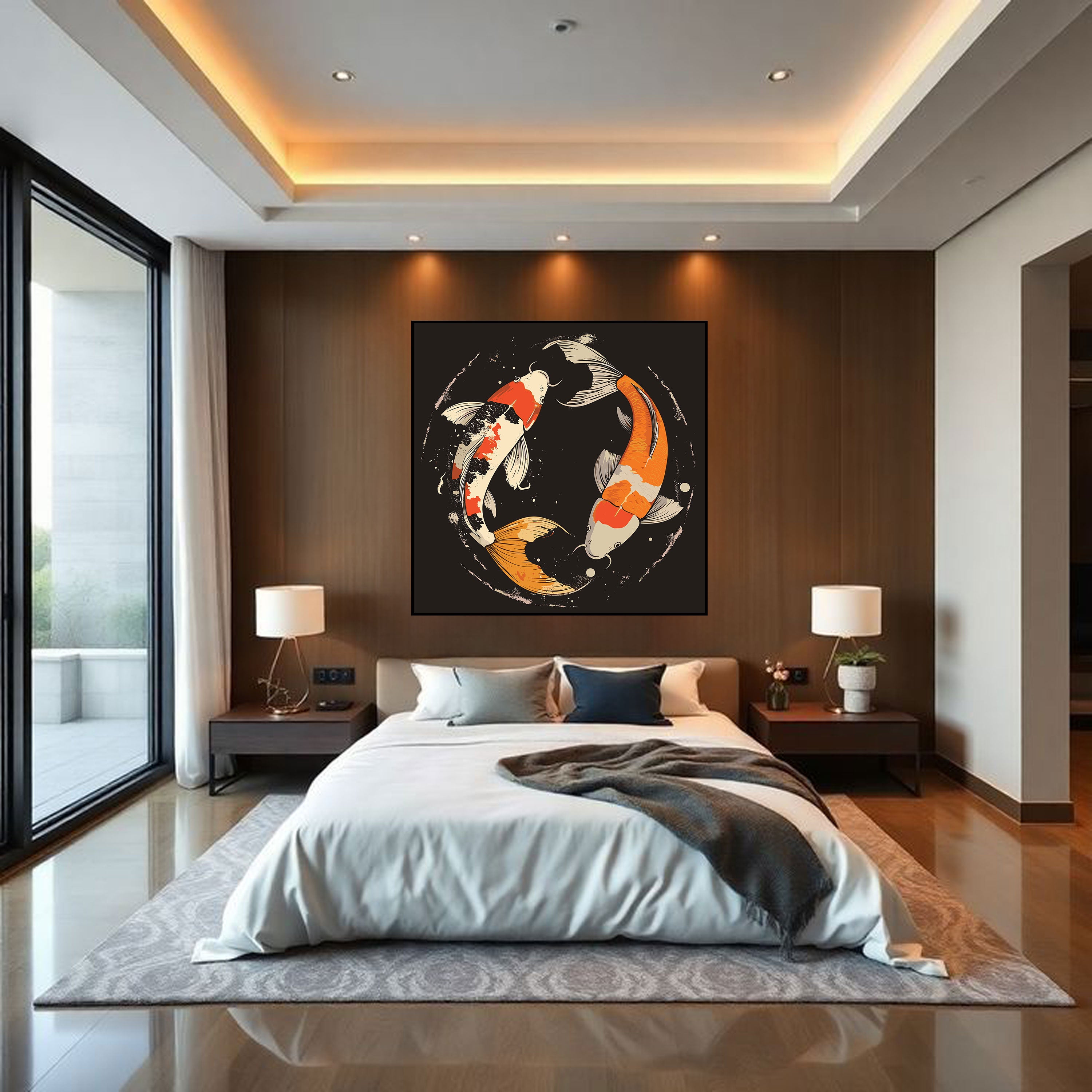 Koi Fish Canvas Painting – Harmony & Prosperity Wall Painting for Home.