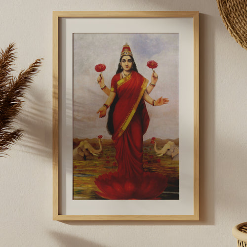 Gaja Lakshmi Painting by Krutik – Lakshmi on Lotus with Elephants