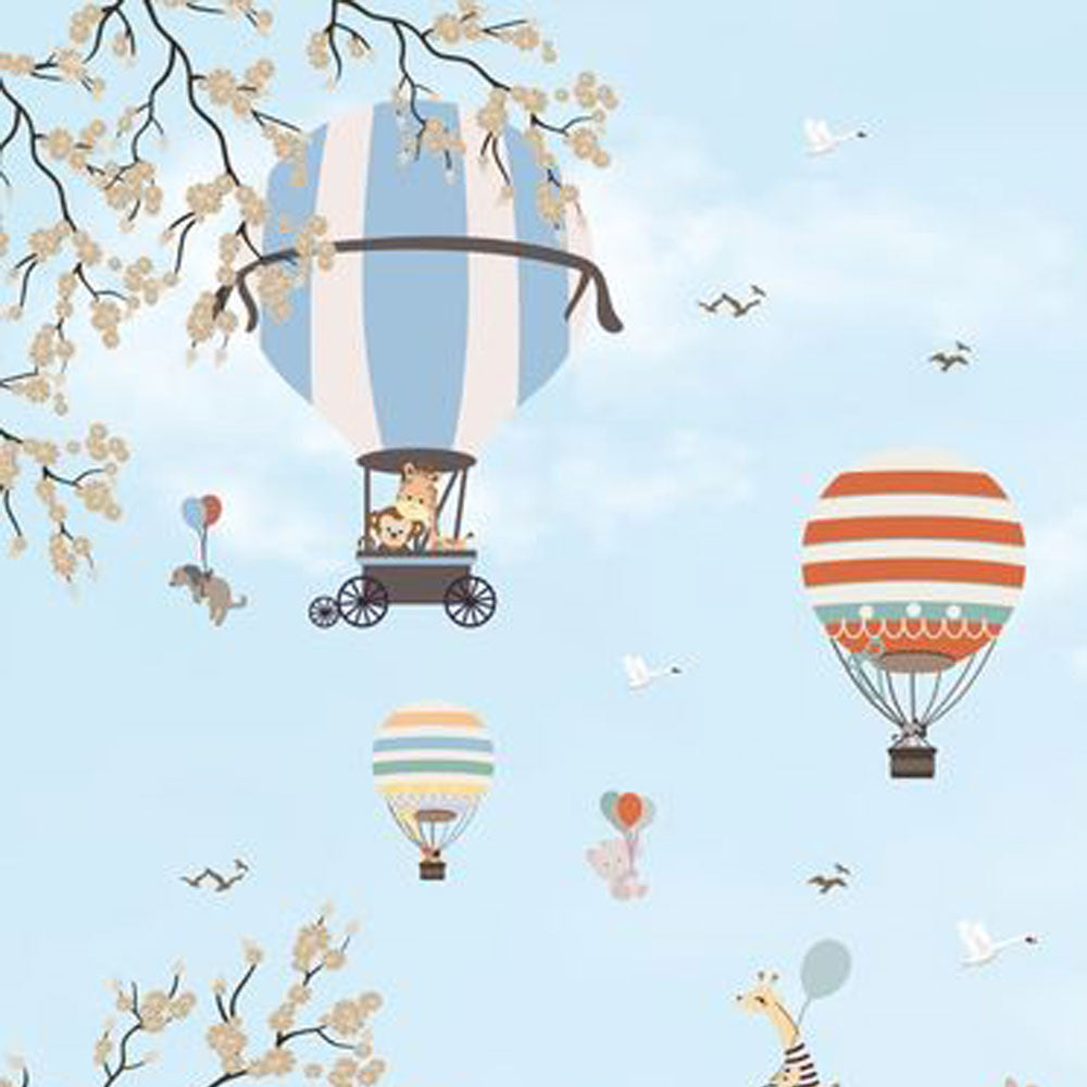 Balloon Safari Adventure – Whimsical Animal Wallpaper for Kids