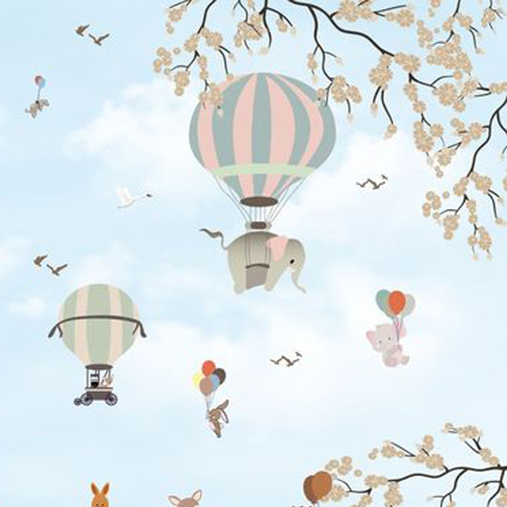 Balloon Safari Adventure – Whimsical Animal Wallpaper for Kids