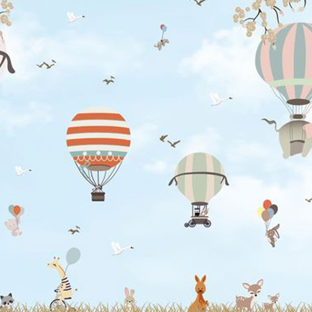 Balloon Safari Adventure – Whimsical Animal Wallpaper for Kids