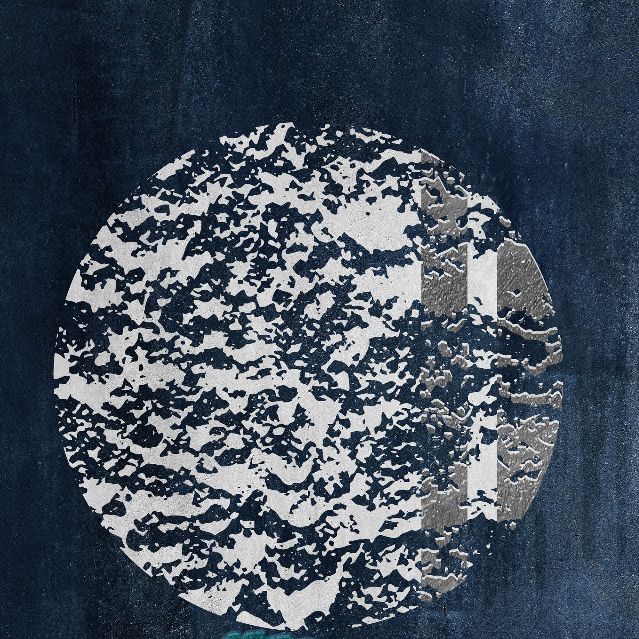 Lunar Echo – Modern Abstract Blue & Gold Wall Art by Krutik.