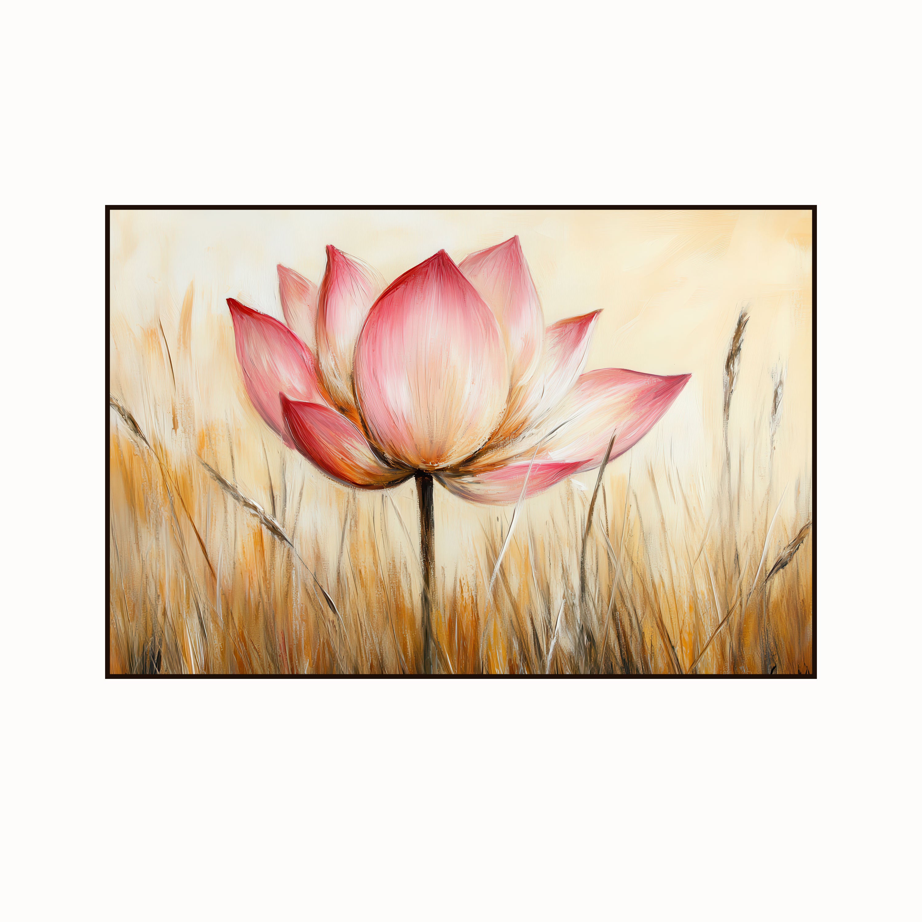 Pink Lotus Canvas Painting – Uplifting Spiritual Wall Painting for Home.