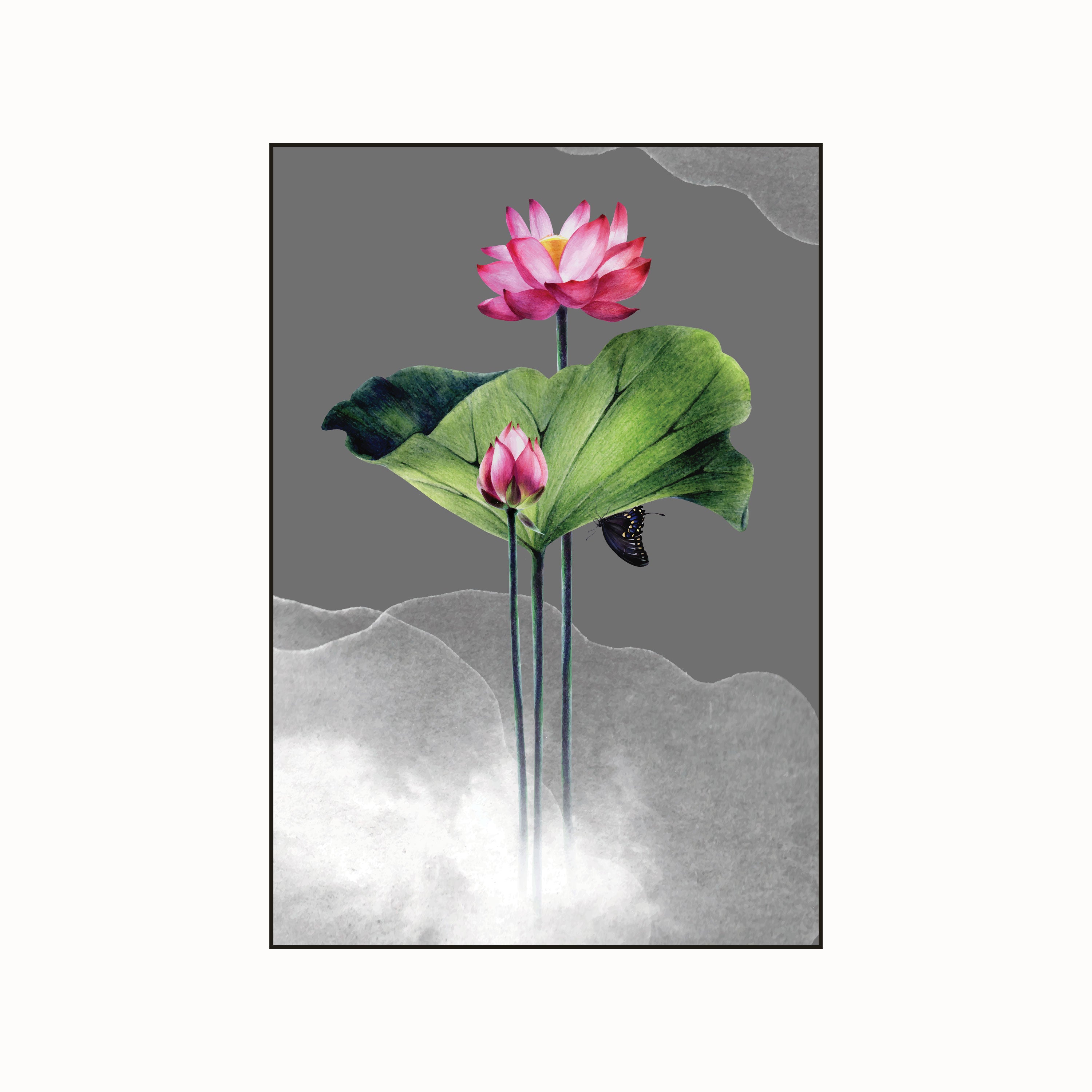 Pink Lotus Canvas Painting – Tranquil Spiritual Wall Painting for Home