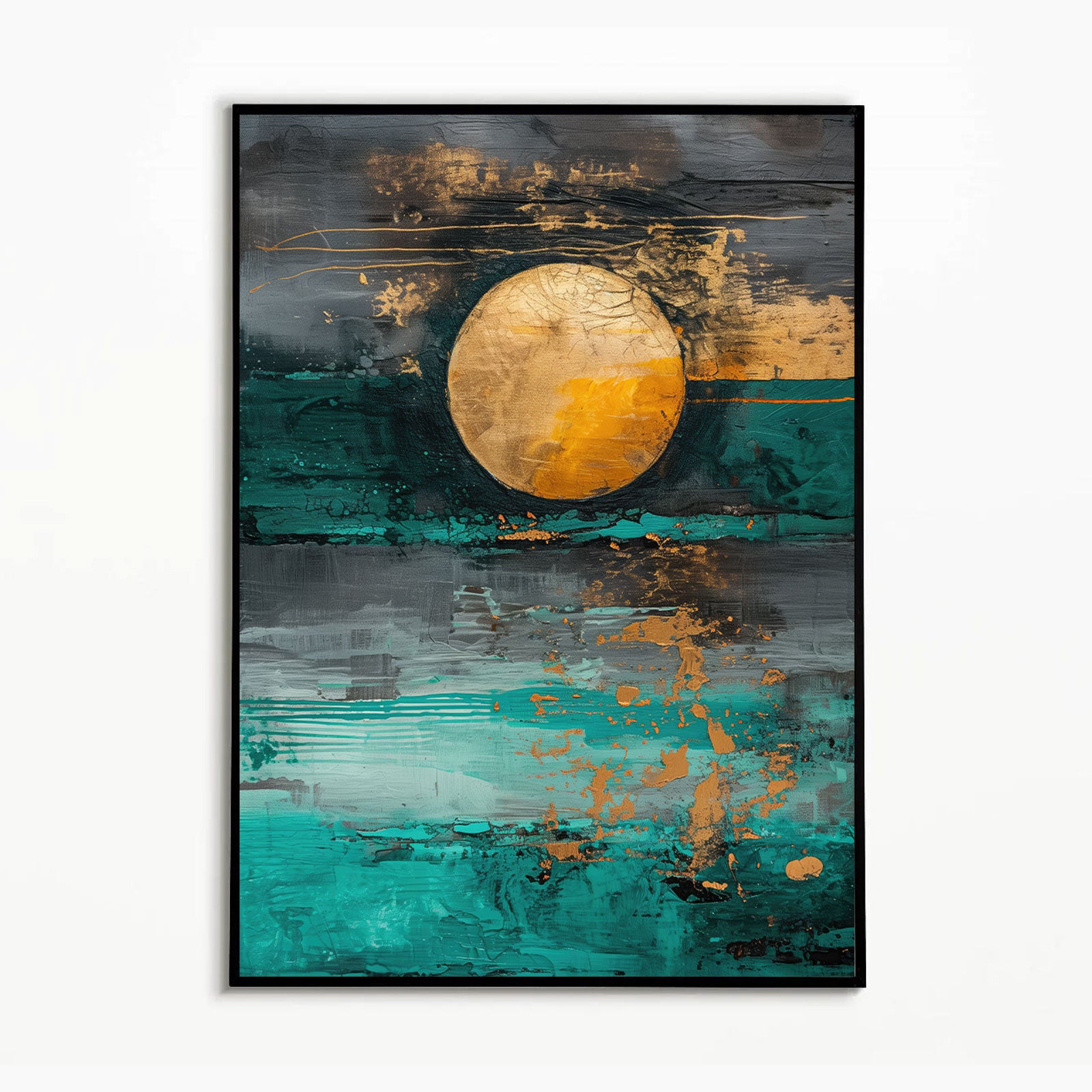 Celestial Radiance – Textured Gold Abstract Wall Art by Krutik.