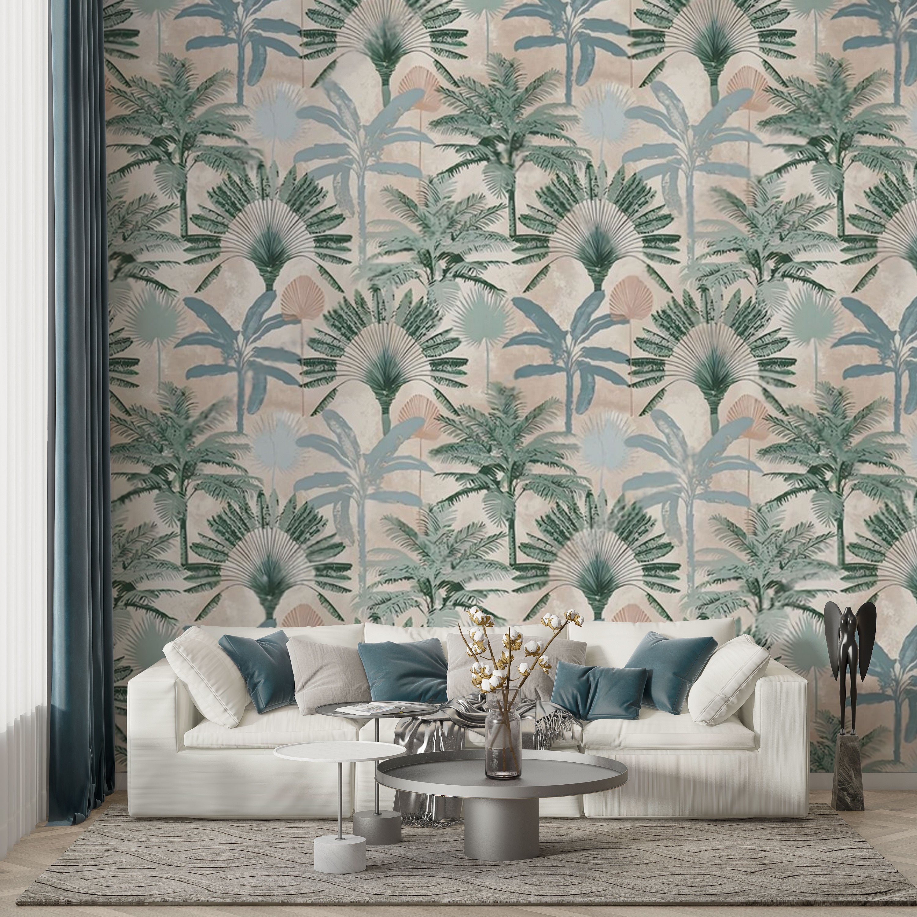 Tropical Mirage – Palm Grove Wallpaper by Krutik.