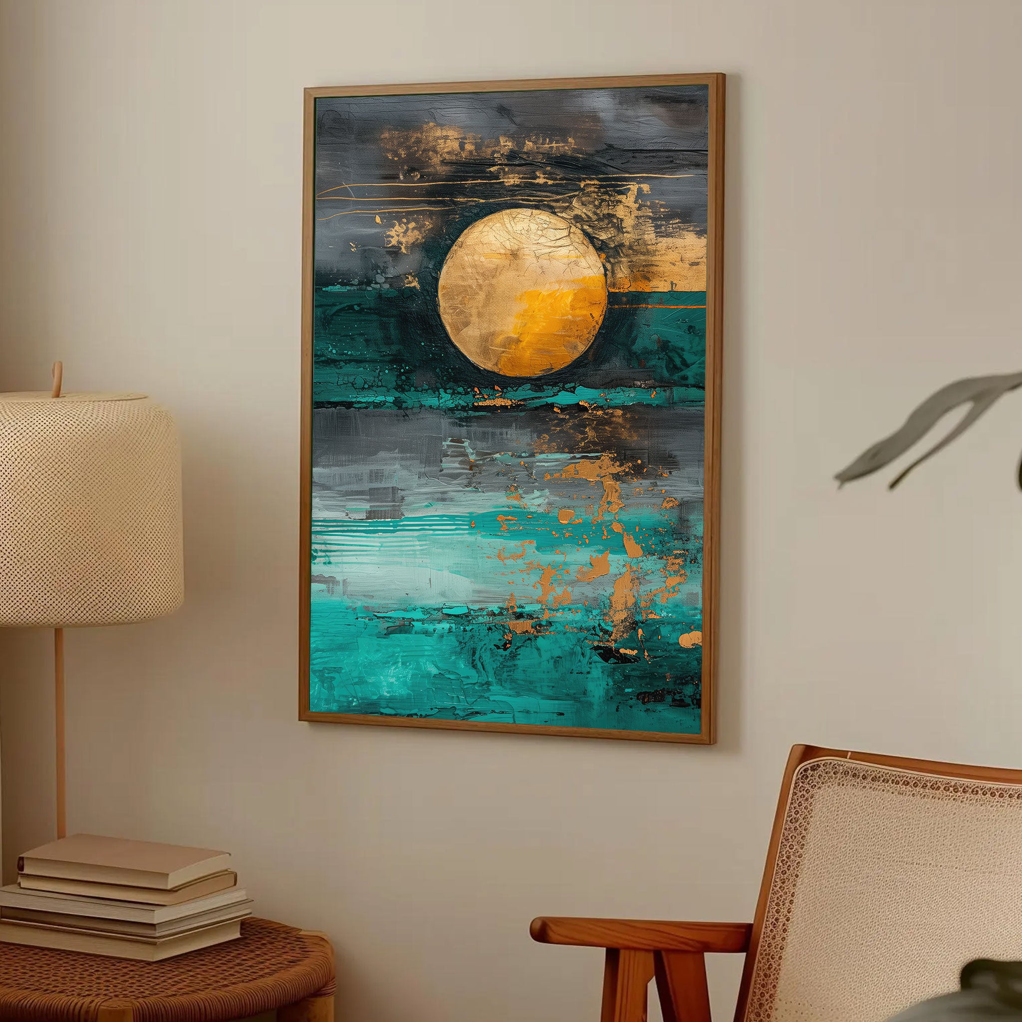Celestial Radiance – Textured Gold Abstract Wall Art by Krutik.