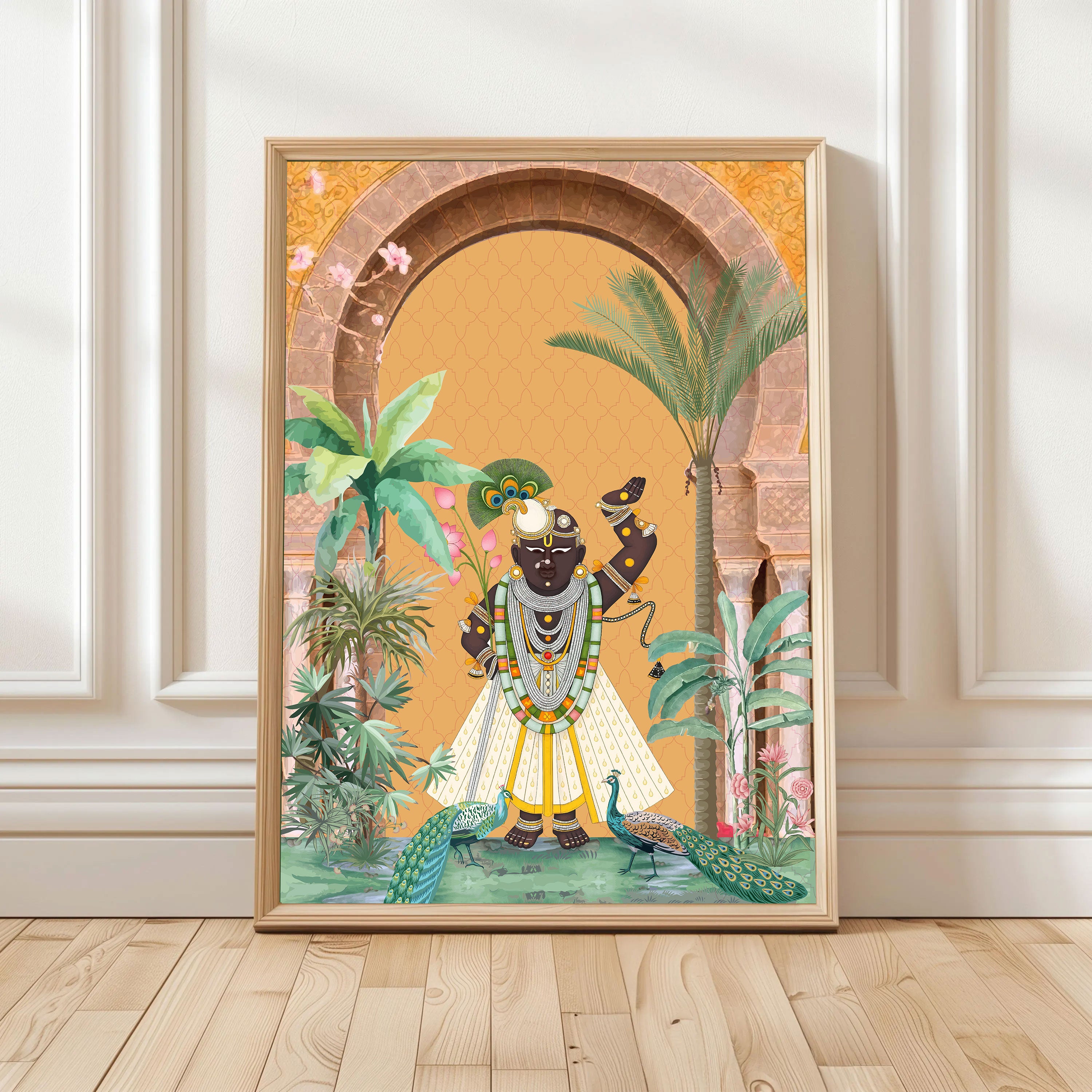 Shrinathji Pichwai Wall Art – Royal Palace Divine Painting for Sacred Spaces