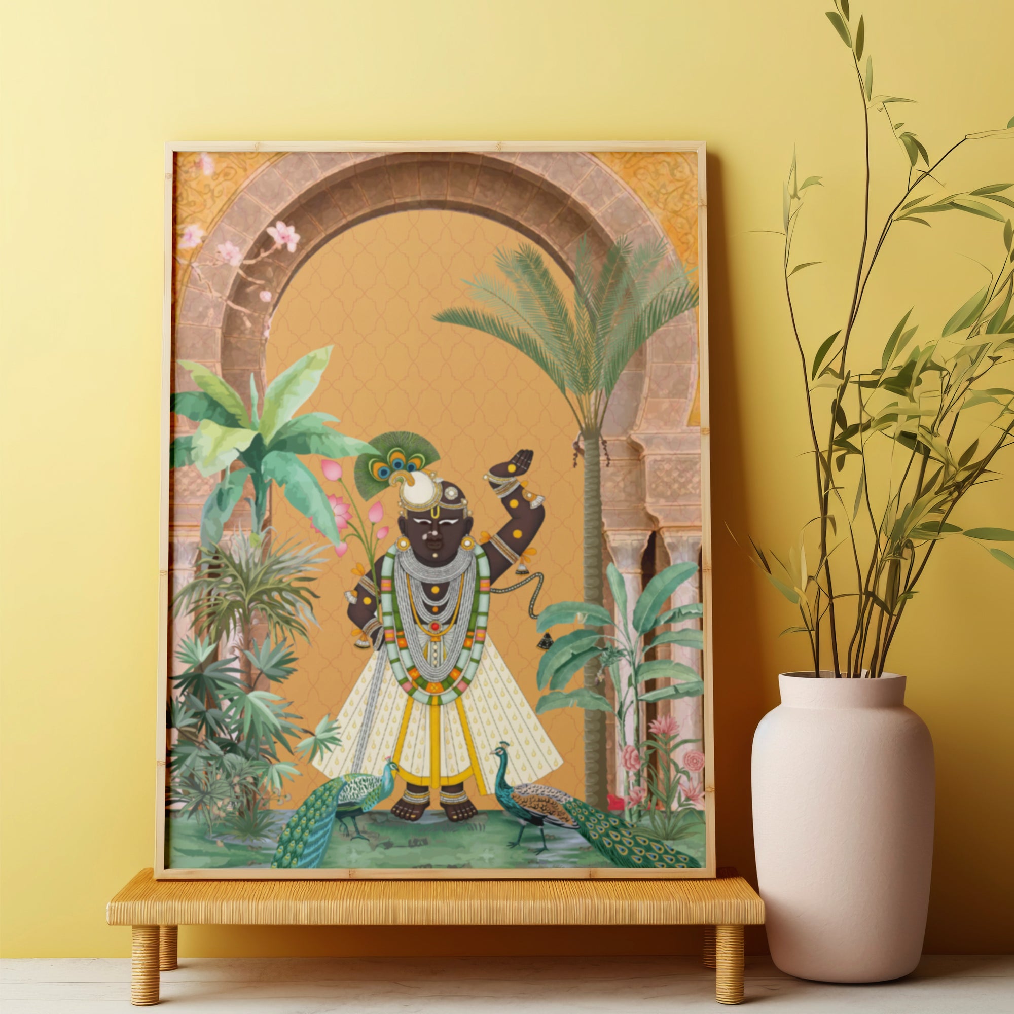 Shrinathji Pichwai Wall Art – Royal Palace Divine Painting for Sacred Spaces