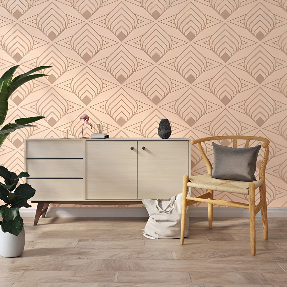 Beige Leaf Pattern Wallpaper | Subtle Nature-Inspired Elegance.