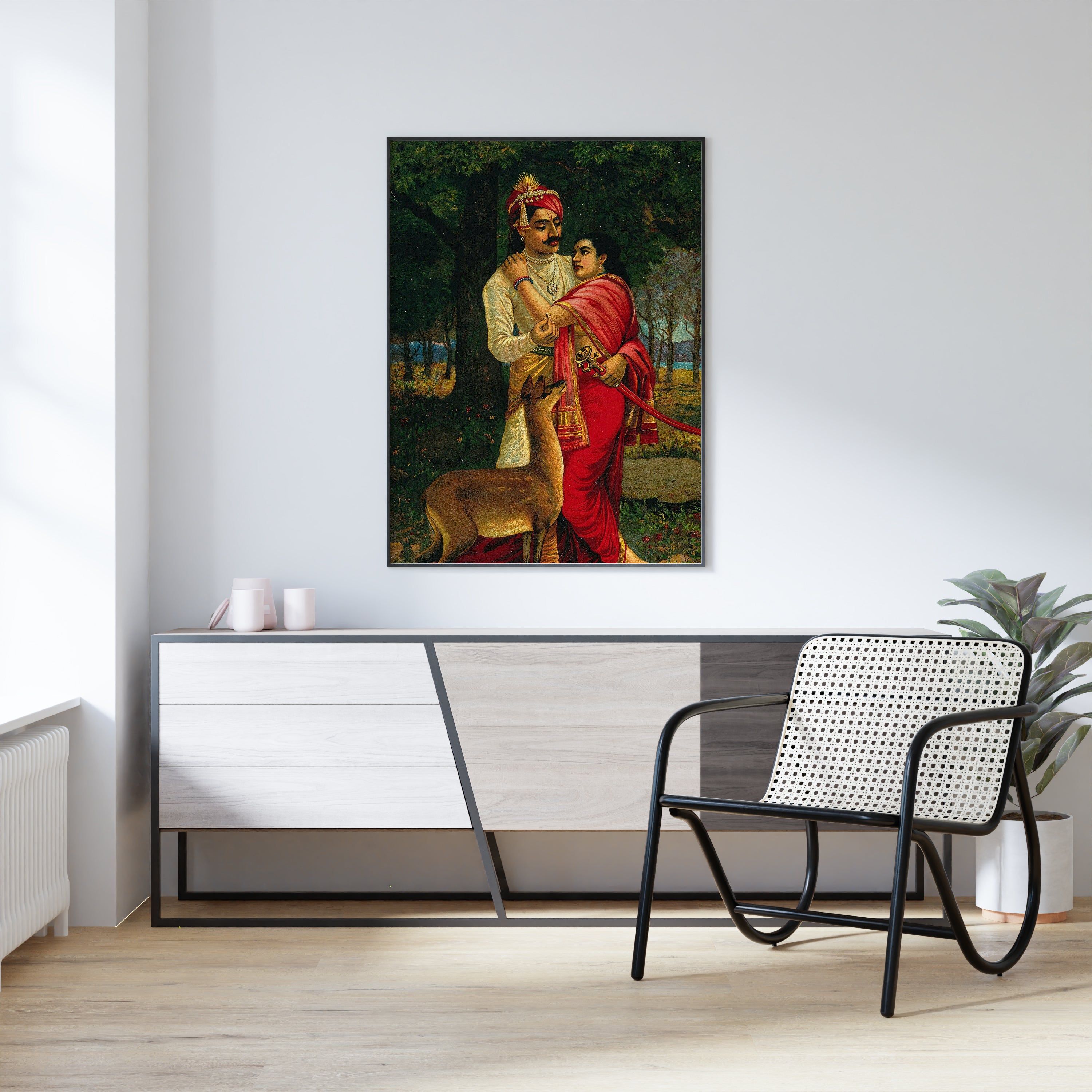Raja Ravi Varma | Dushyanta and Shakuntala Wall Painting | Indian Classical Wall Art | Krutik