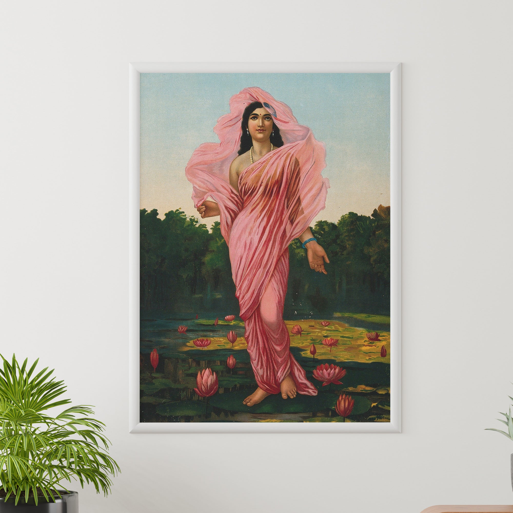 Raja Ravi Varma | Padmini The Lotus Lady Wall Painting | Indian Classical Wall Art | Krutik