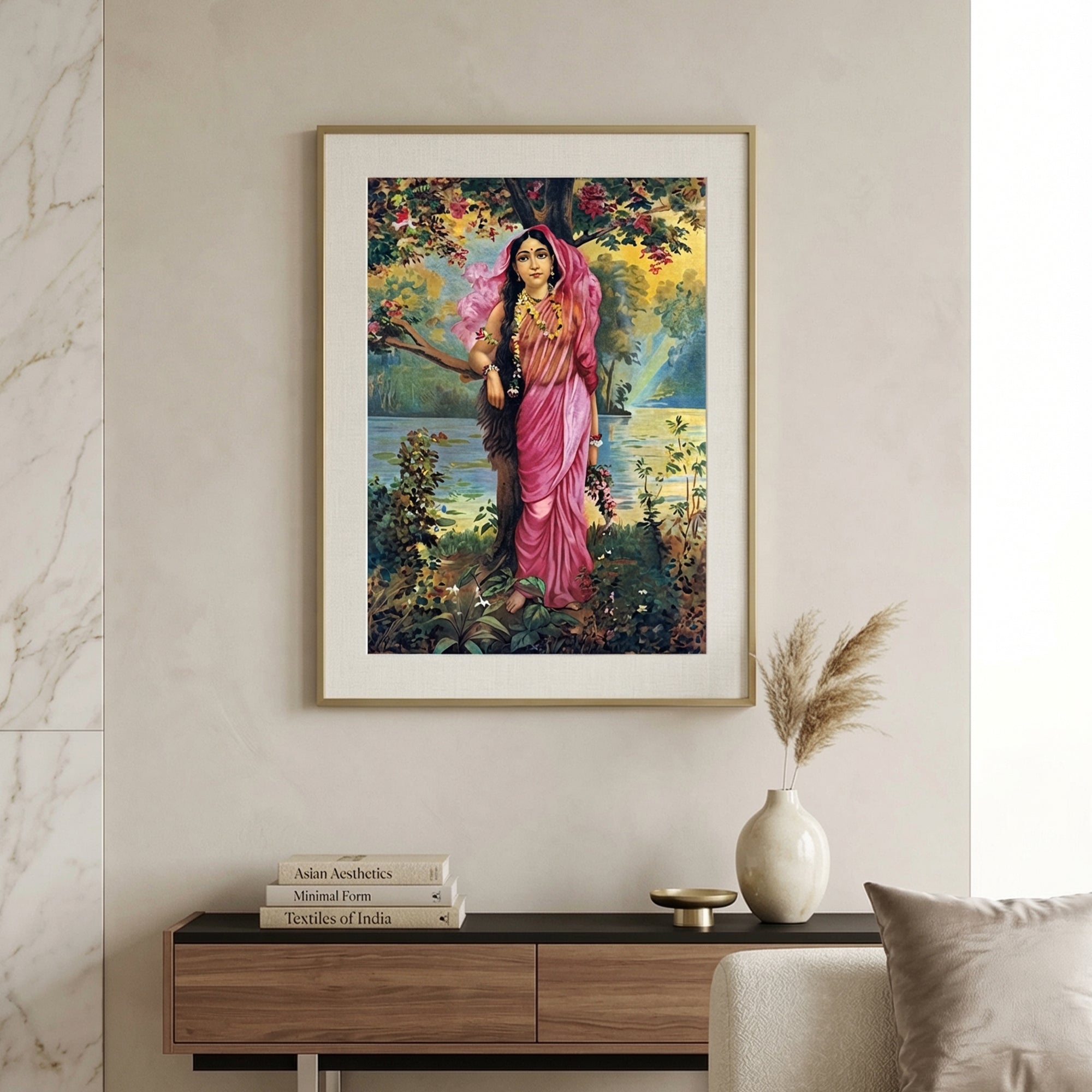 Raja Ravi Varma | Vasantika Goddess of Spring Wall Painting | Indian Classical Wall Art | Krutik