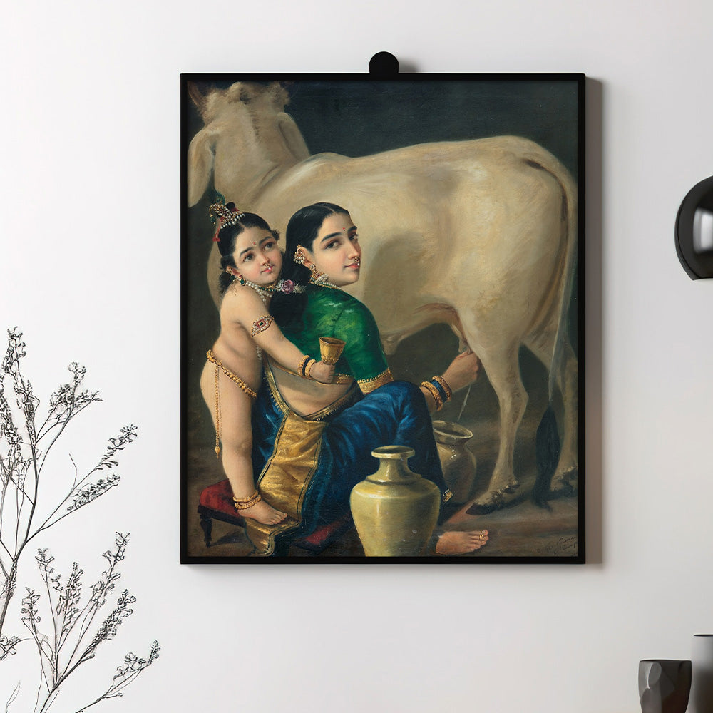 Raja Ravi Varma | Yashoda Ji with Bal Krishna Wall Painting | Indian Classical Wall Art | Krutik