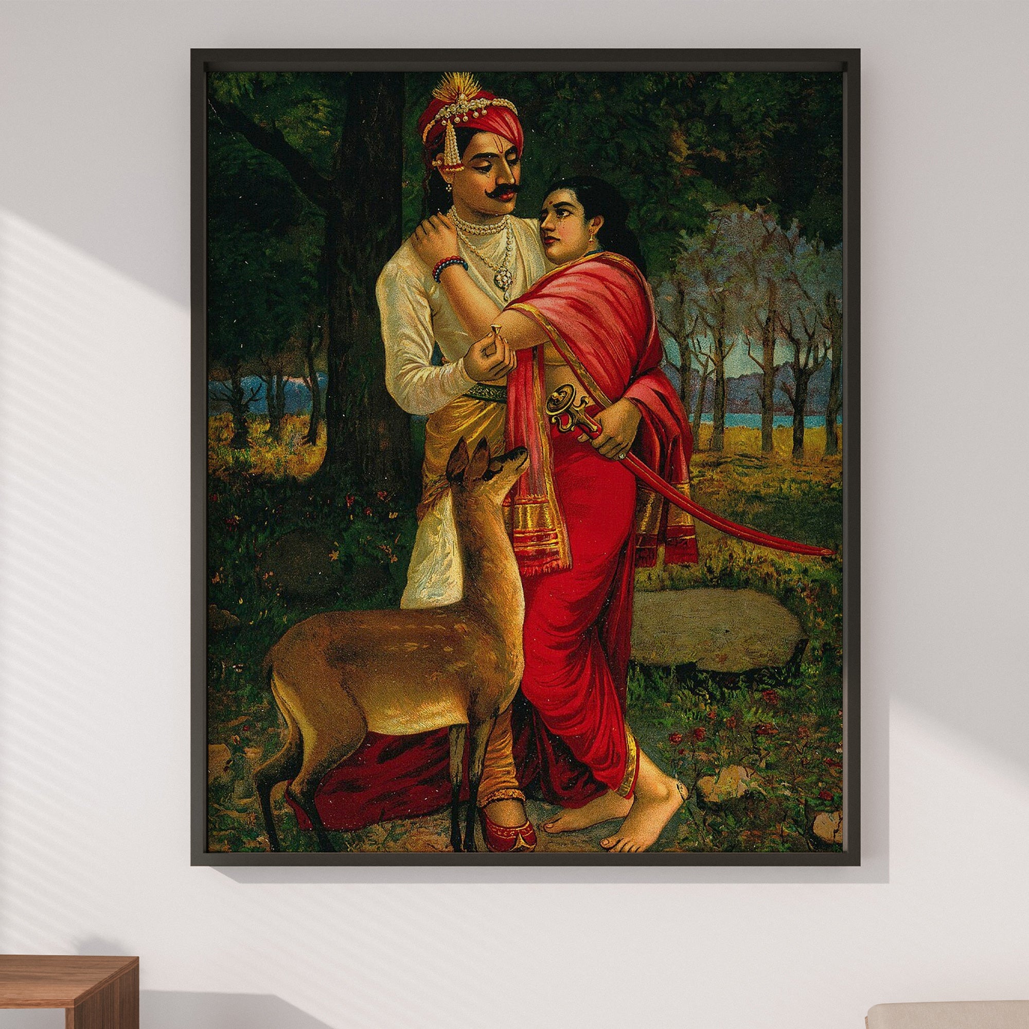 Raja Ravi Varma | Dushyanta and Shakuntala Wall Painting | Indian Classical Wall Art | Krutik