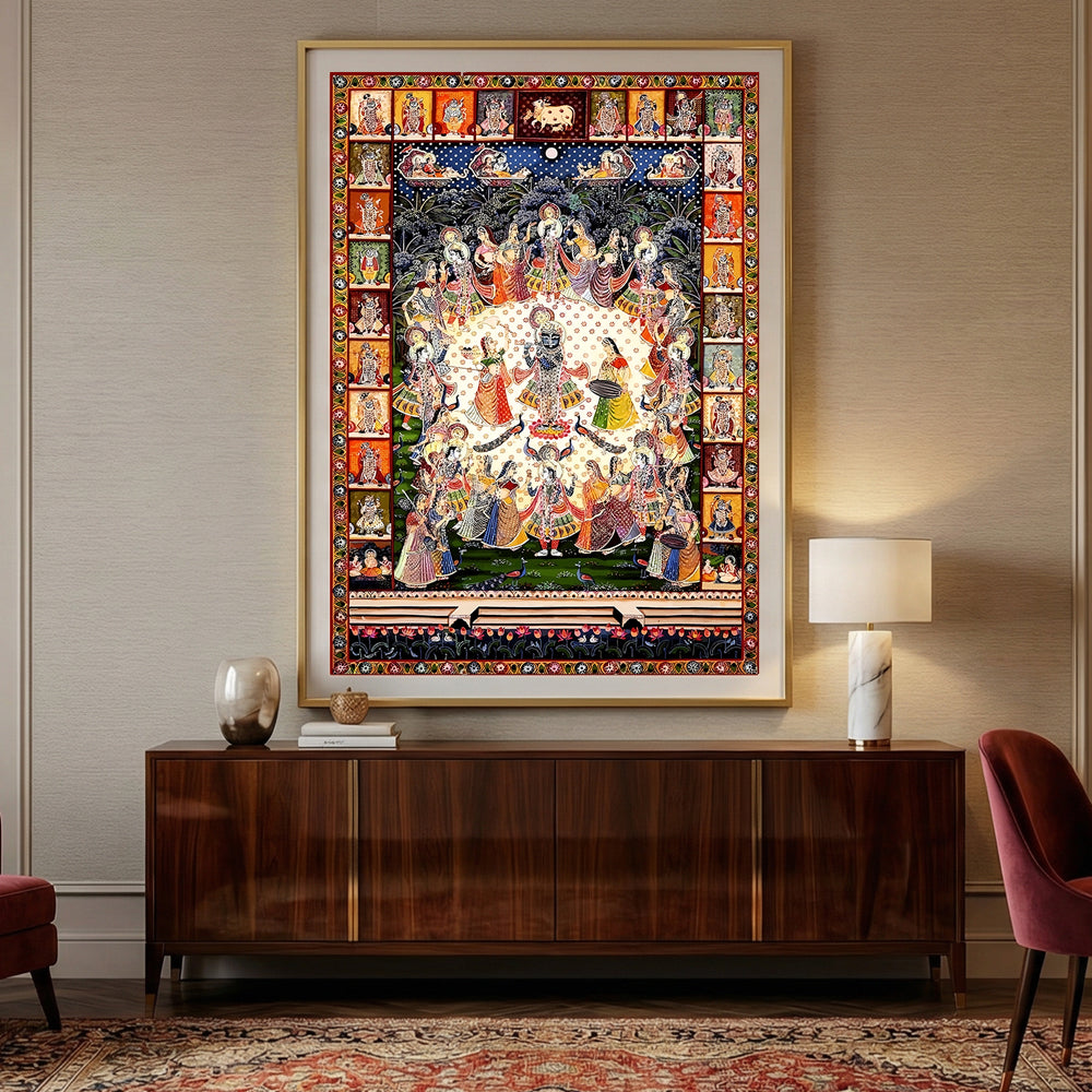 Raas Leela Under the Moon – Traditional Pichwai Painting