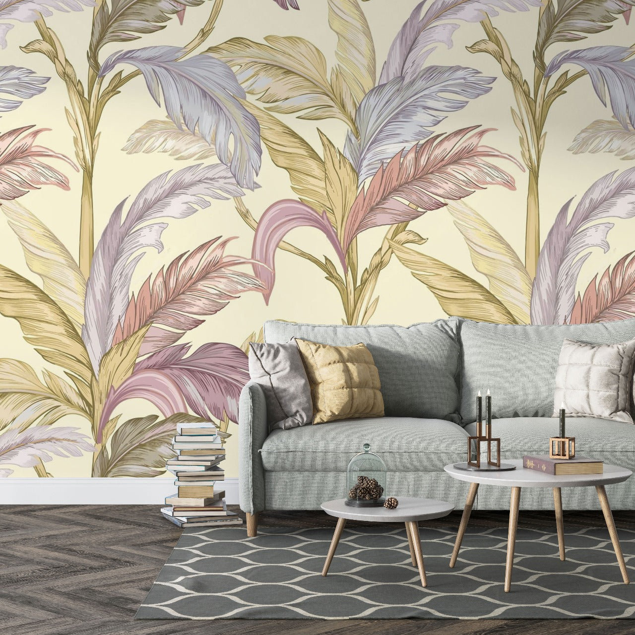 Tropical Whimsy – Multicolor Banana Leaf Wallpaper by Krutik.